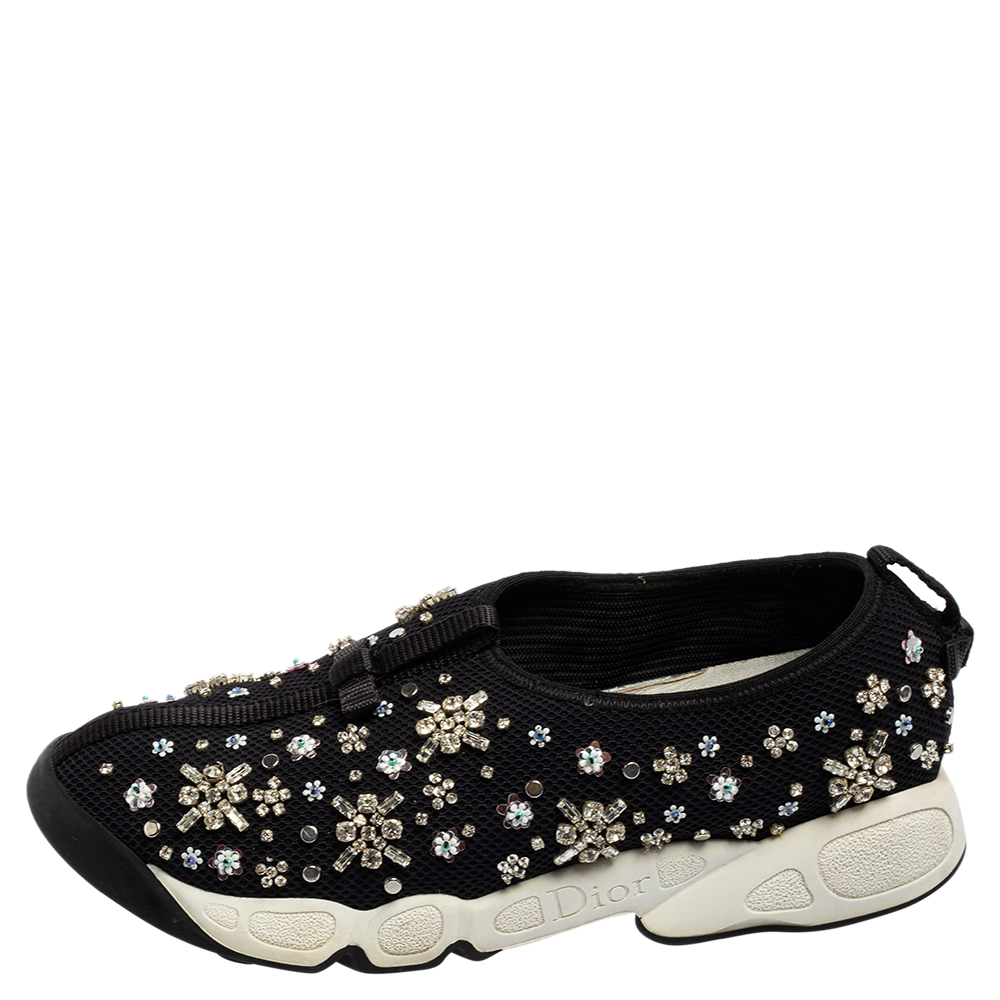 

Dior Black Mesh Fusion Crystal Embellished Sneakers Size