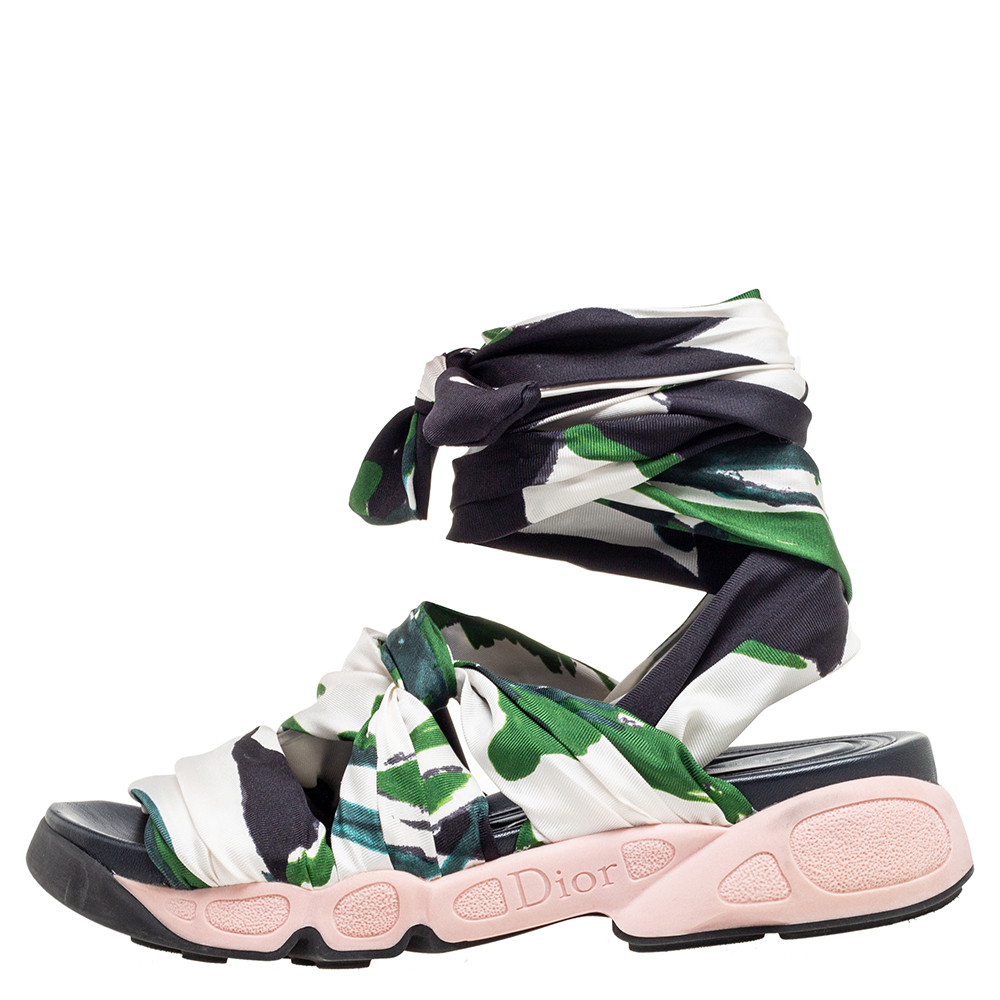 

Dior Multicolor Fabric Brooklyn Wrap Around Sandals Size