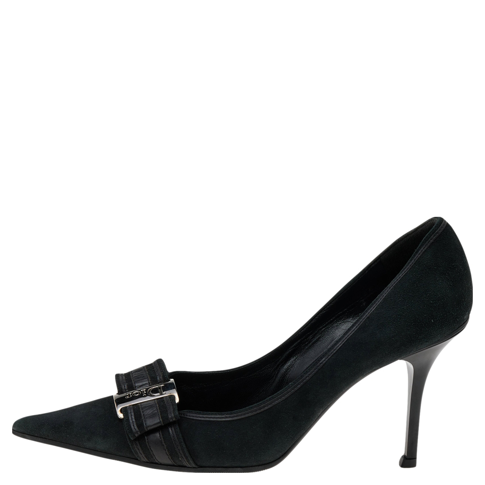 

Dior Black Suede And Leather Bow Pointed Toe Pumps Size