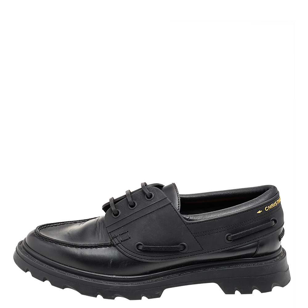 

Dior Black Leather and Rubber Explorer Loafers Size