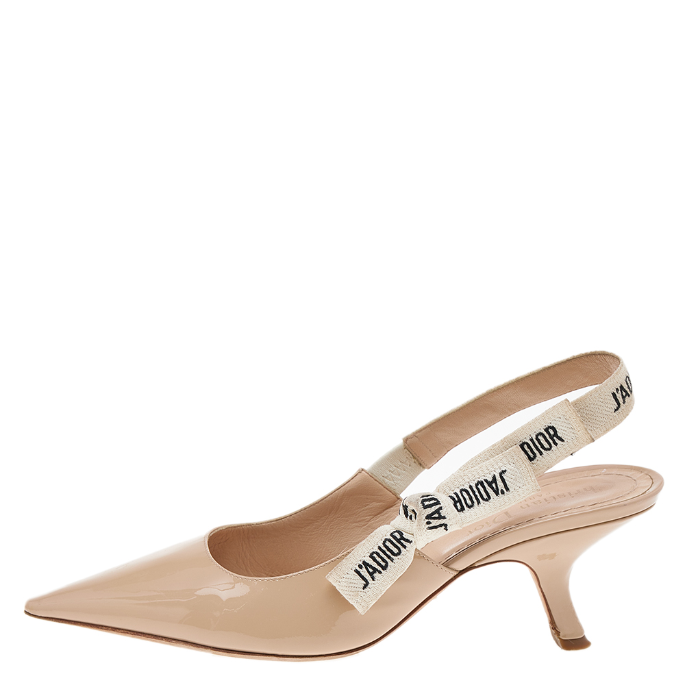 

Dior Beige Patent Leather J'Adior Slingback Sandals Size