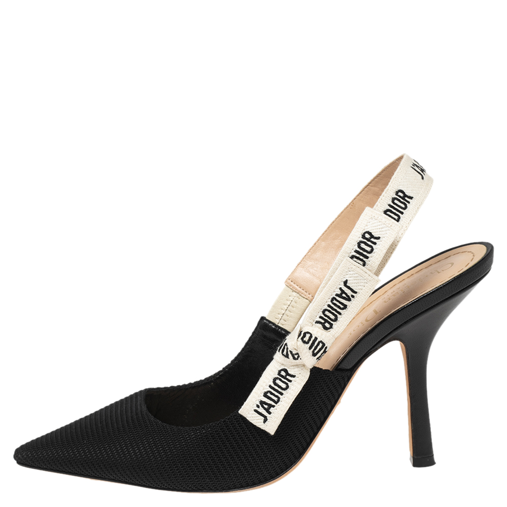 

Dior Black Canvas J'adior Slingback Pumps Size
