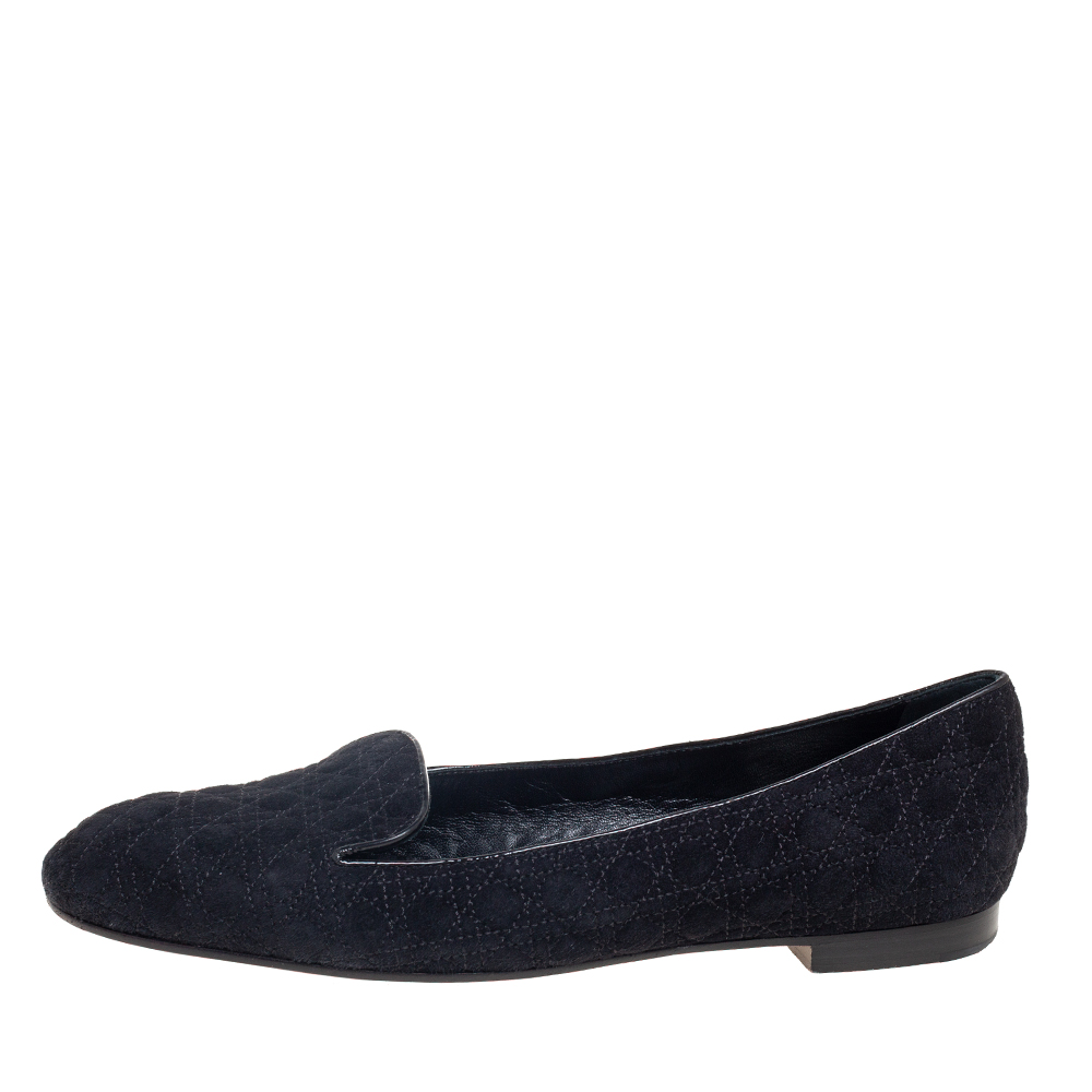

Dior Black Cannage Suede Slip On Loafers Size