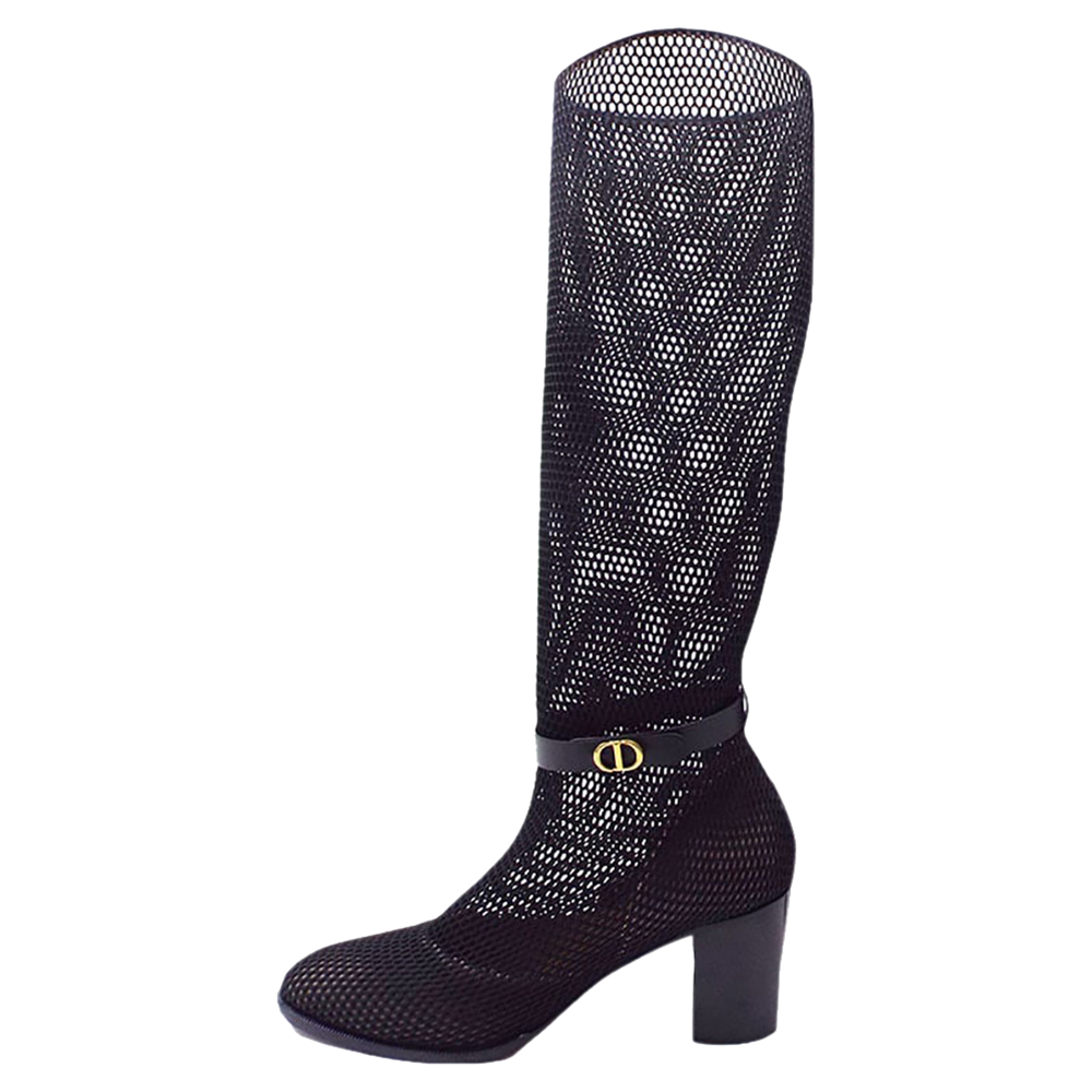 

Dior Black Empreinte Mesh Boots EU