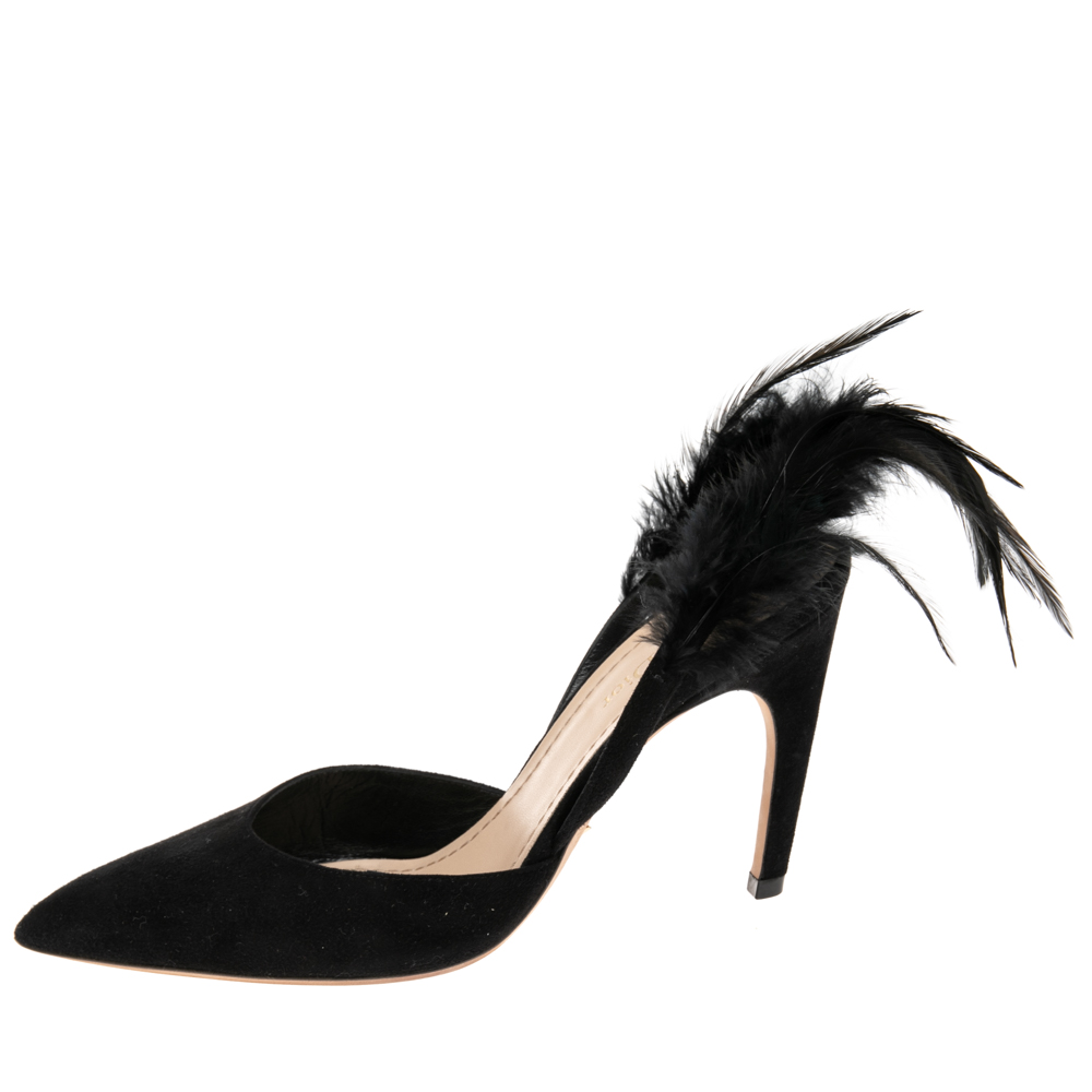 

Dior Black Suede and Feather Ethnie Slingback Sandals Size