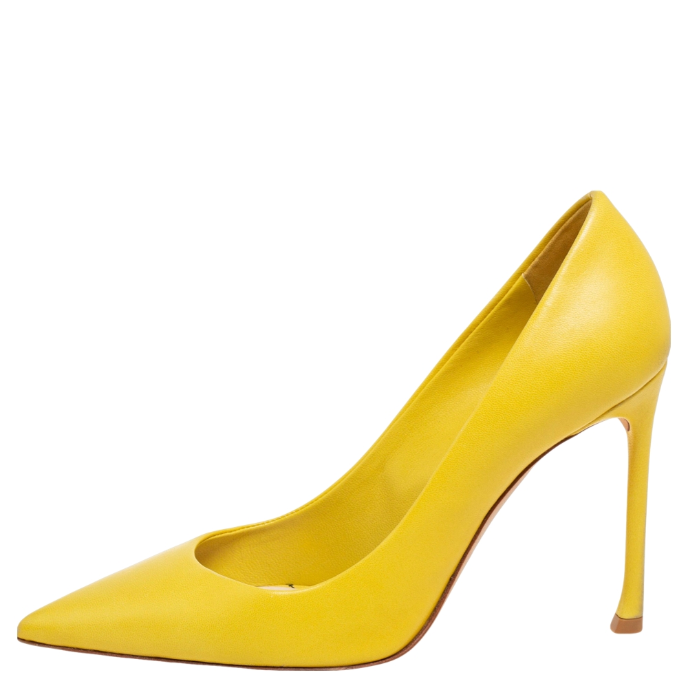 

Dior Yellow Leather Cherie Pointed Toe Pumps Size