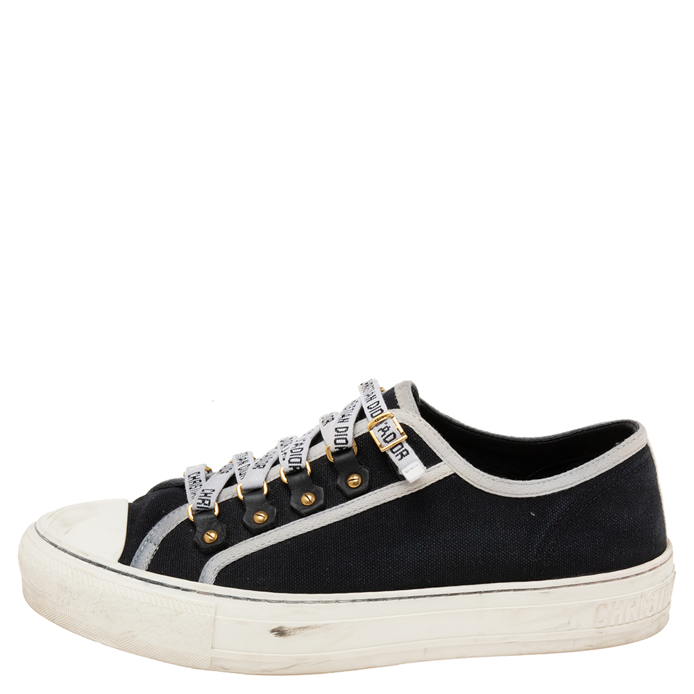 

Dior Black/White Canvas and Rubber Walk'n'Dior Low-Top Sneakers Size