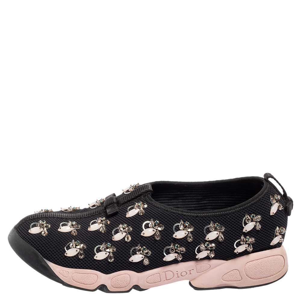 

Dior Black Mesh Fusion Crystal Embellished Sneakers Size