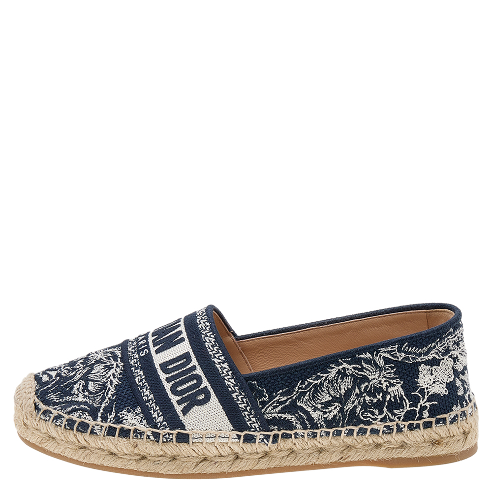 

Dior Blue/Beige Canvas Granville Espadrille Flats Size