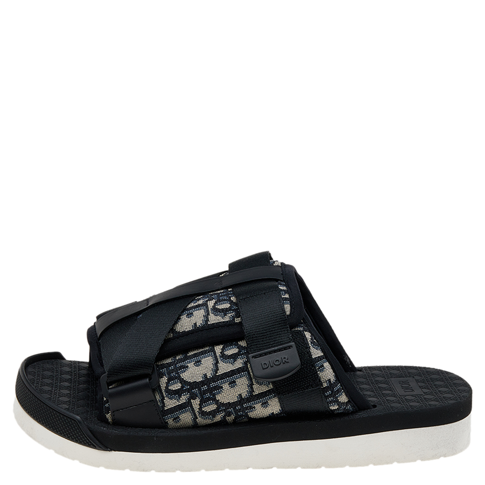 

Dior Black/Beige Canvas Slide Sandals Size