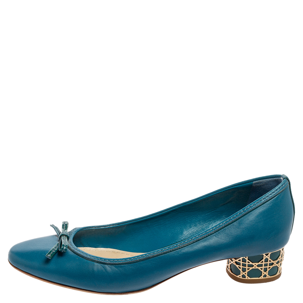 

Dior Blue Leather Cannage Heel Ballet Flats Size