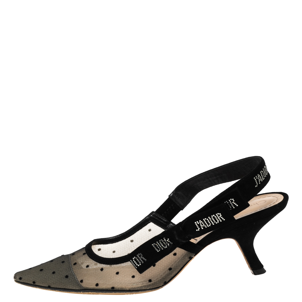 

Dior Black/Beige Mesh and Suede J'Adior Slingback Pumps Size