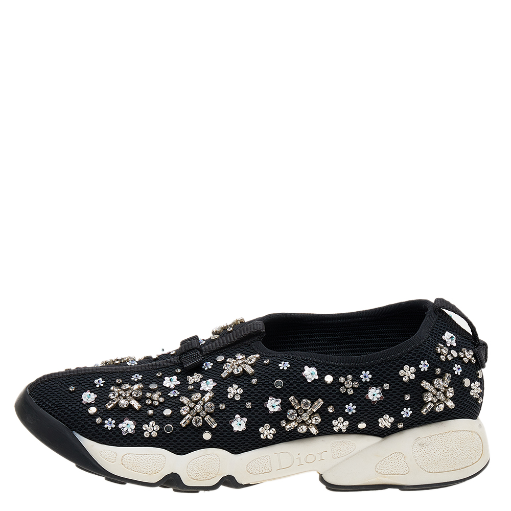 

Dior Black Mesh Fusion Embellished Slip On Sneakers Size