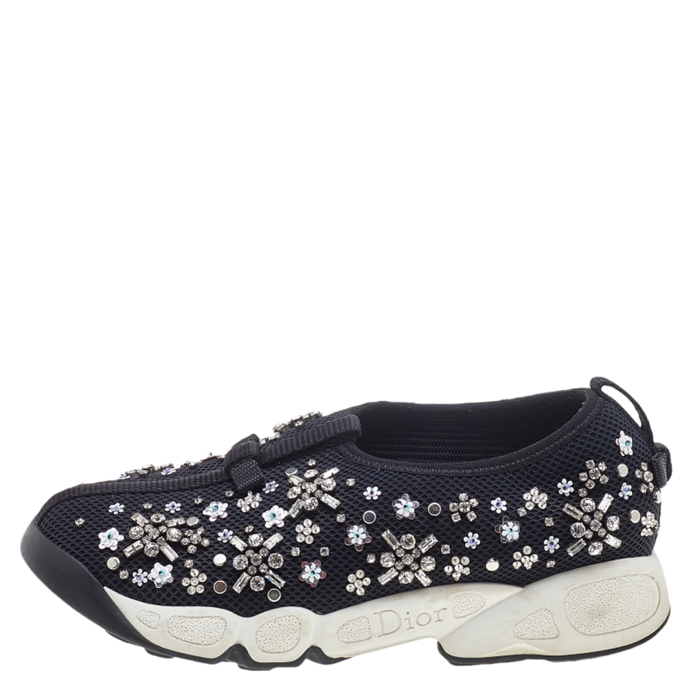 

Dior Black Mesh Fusion Embellished Slip On Sneakers Size