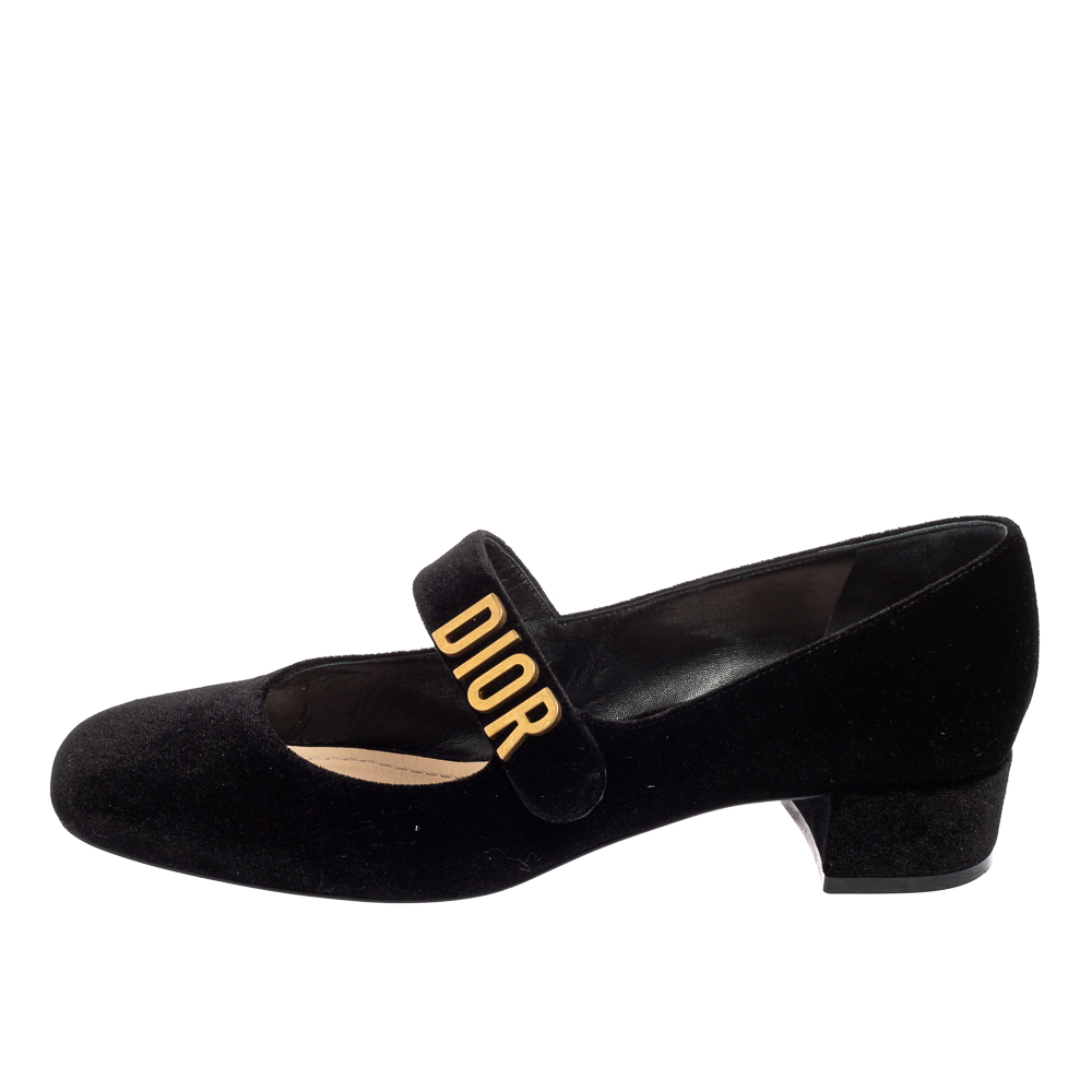 

Dior Black Velvet Baby-D Jane Pumps Size