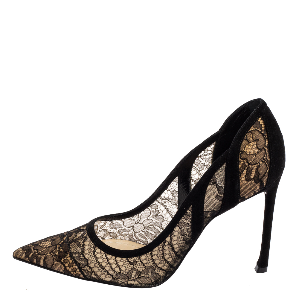 

Dior Black Net And Suede Pointed Toe Pumps Size
