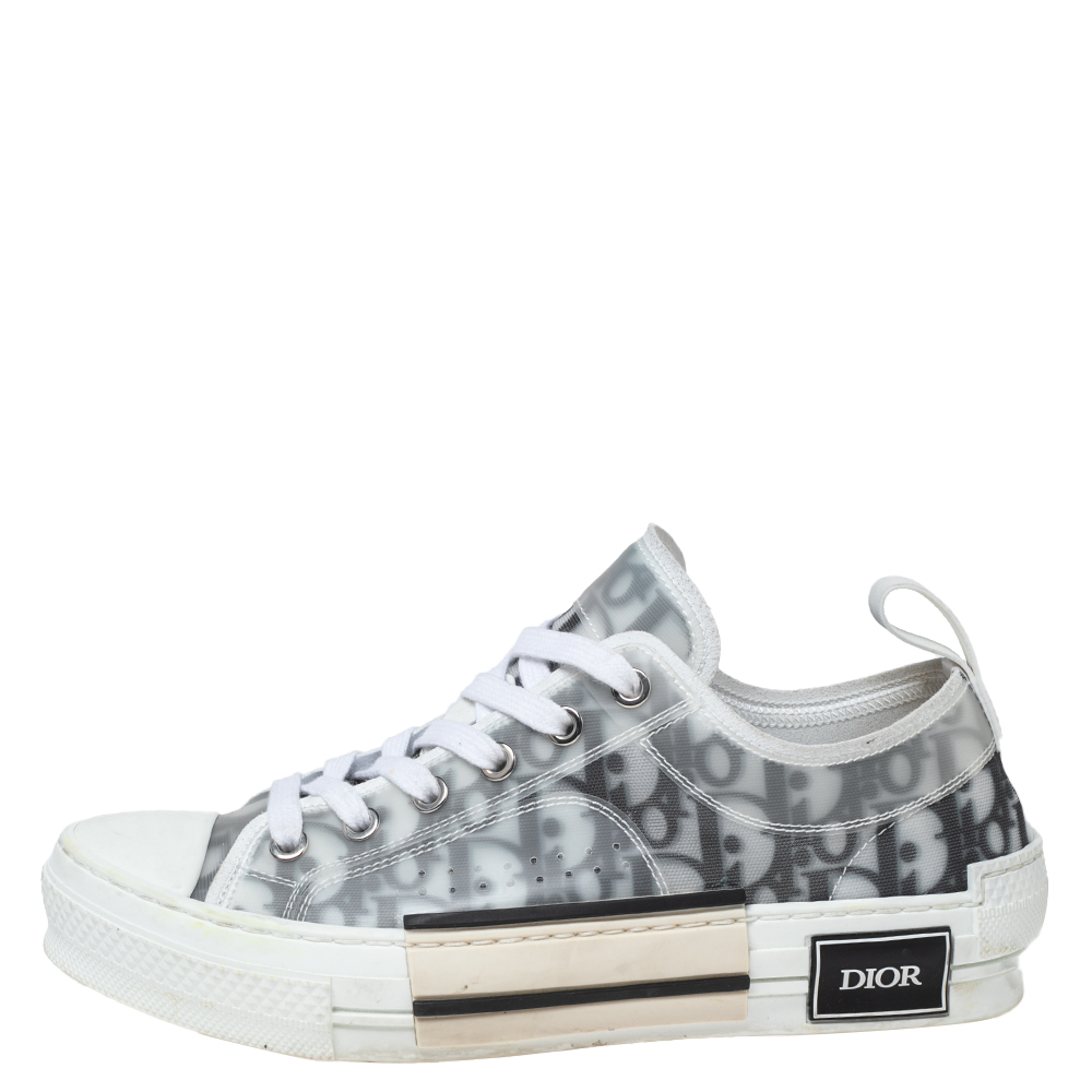 

Dior Green/White Oblique Net And PVC B23 Low Top Sneakers Size