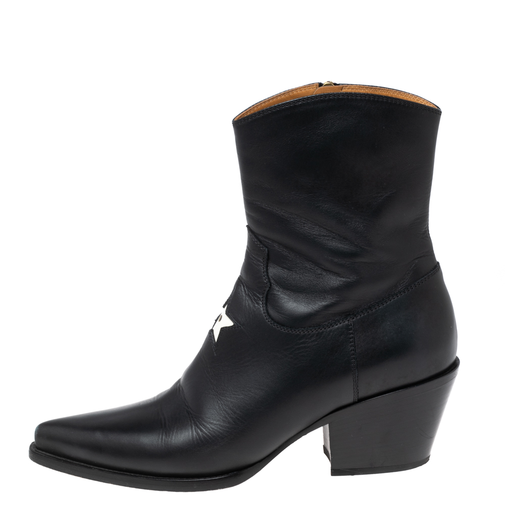 

Dior Black Leather Cowboy L.A. Ankle Boots Size