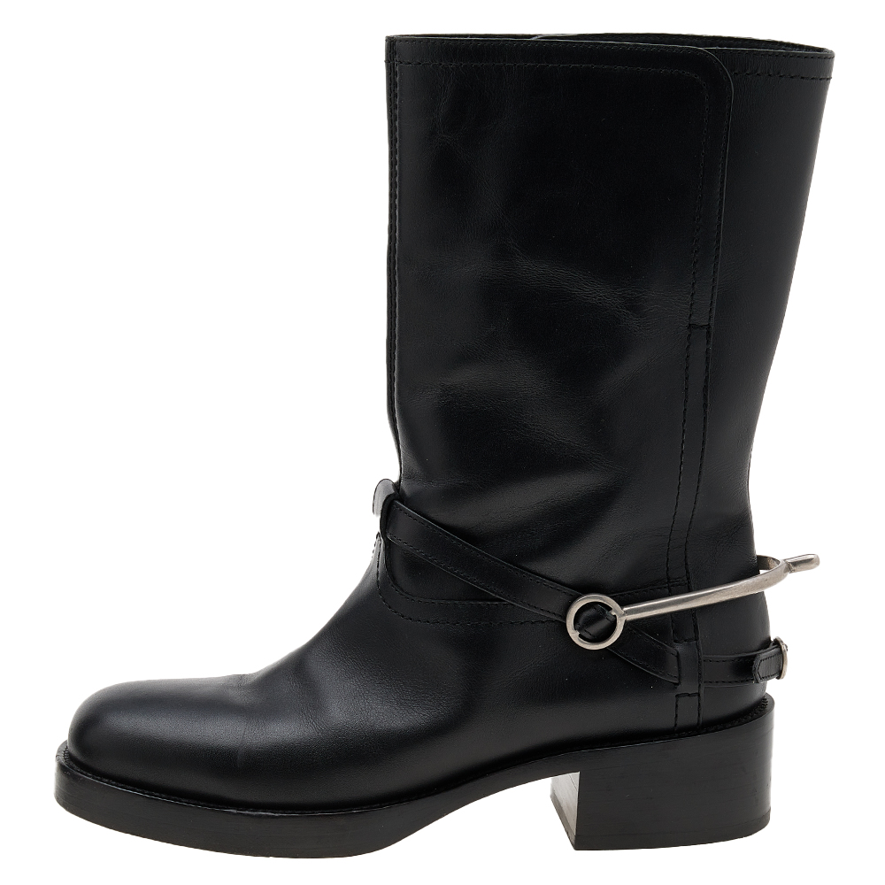 

Dior Black Leather Mid Calf Boots Size