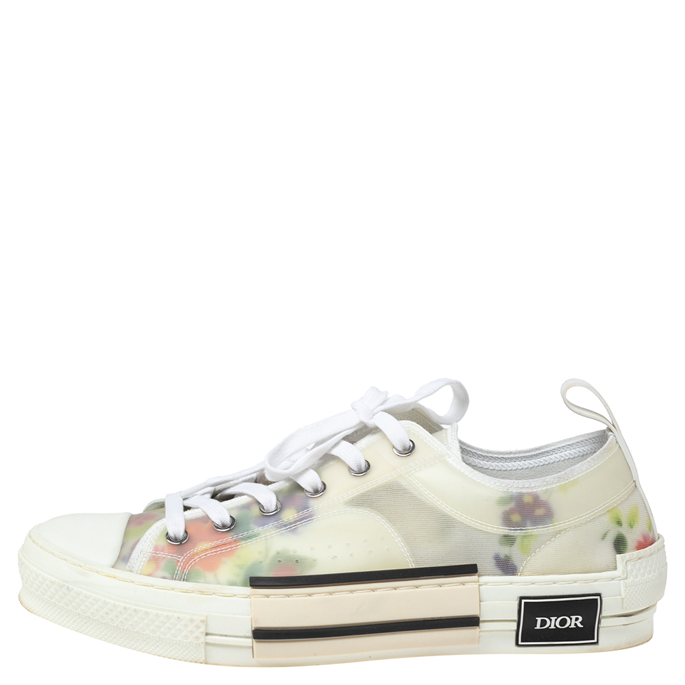 

Dior White PVC And Net Floral Embroidered Leather B23 Sneakers Size