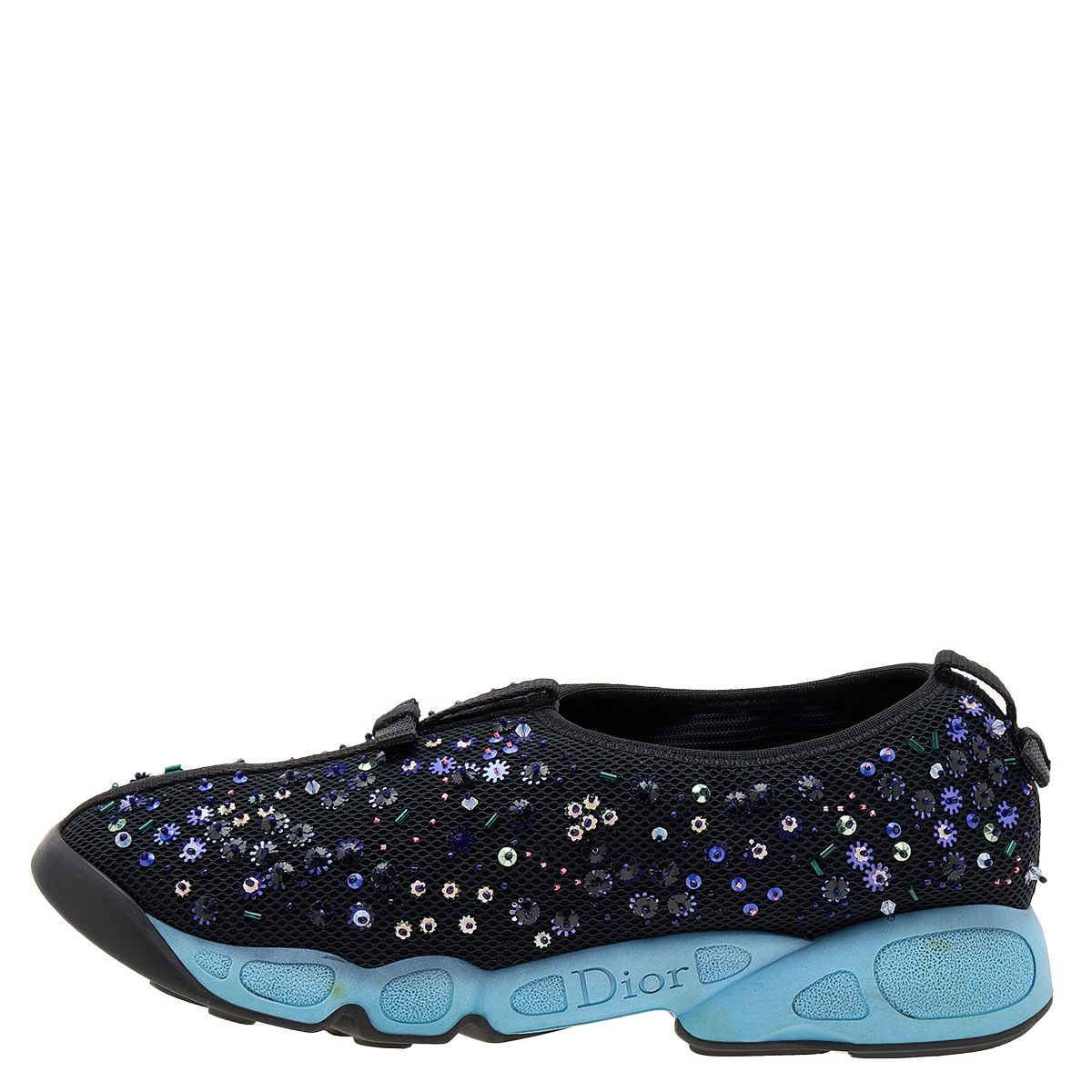 Dior Black Mesh Fusion Embellished Slip On Sneakers Size