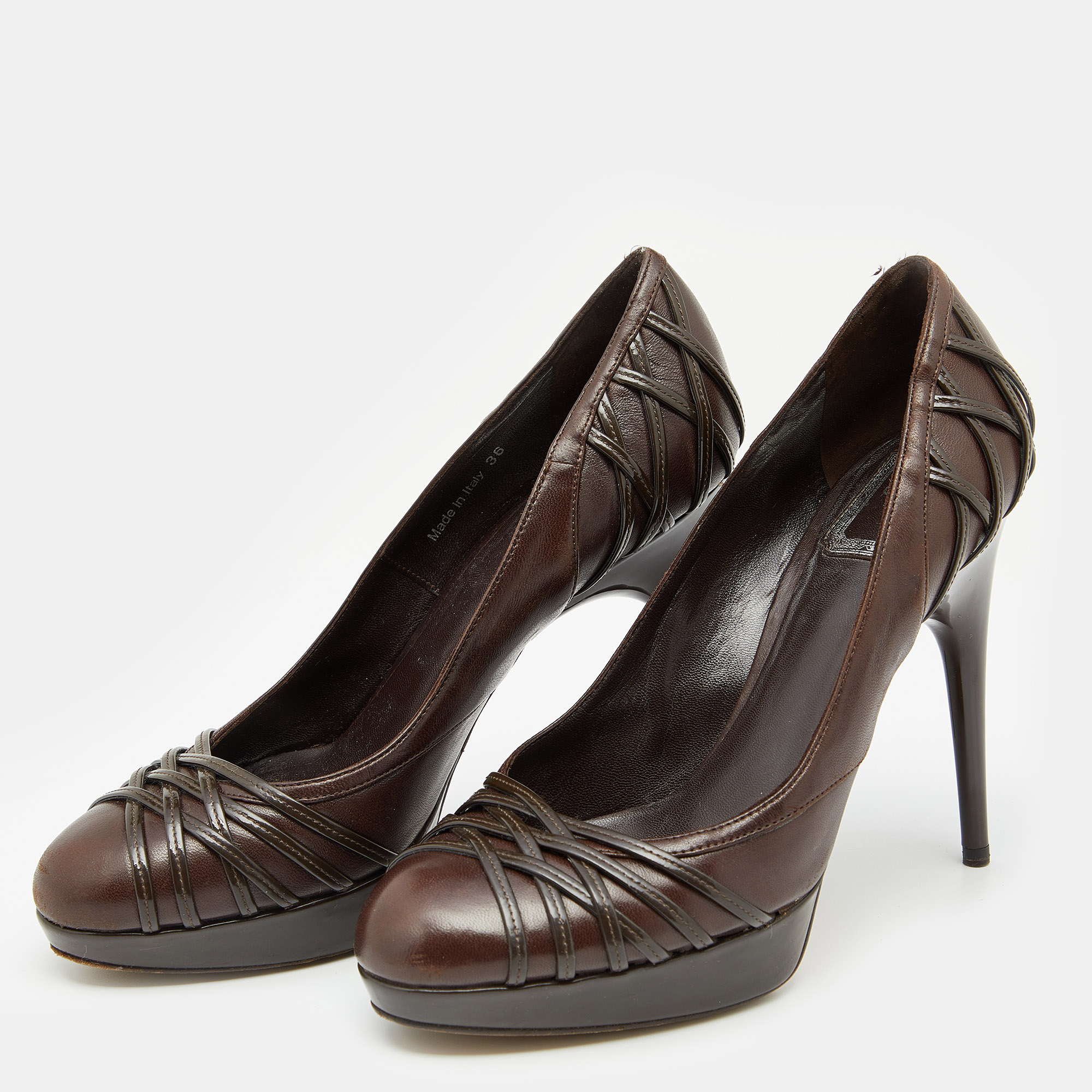 

Dior Dark Brown Patent and Leather Platform Pumps Size