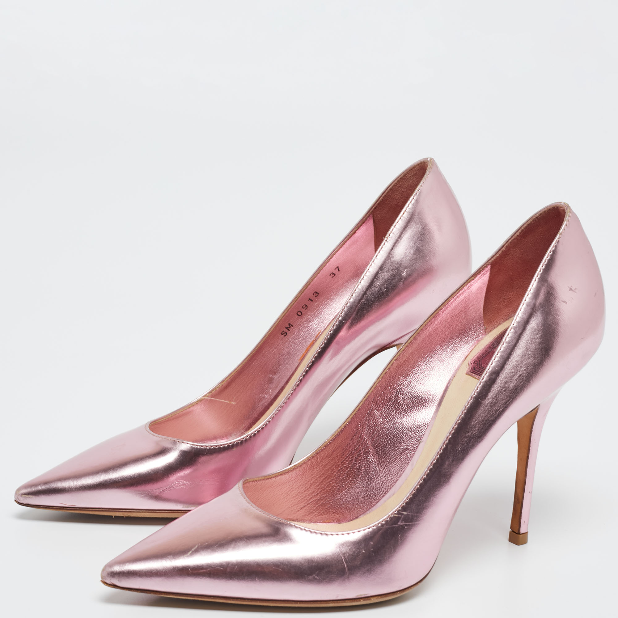 

Dior Metallic Pink Leather Cherie Pointed-Toe Pumps Size