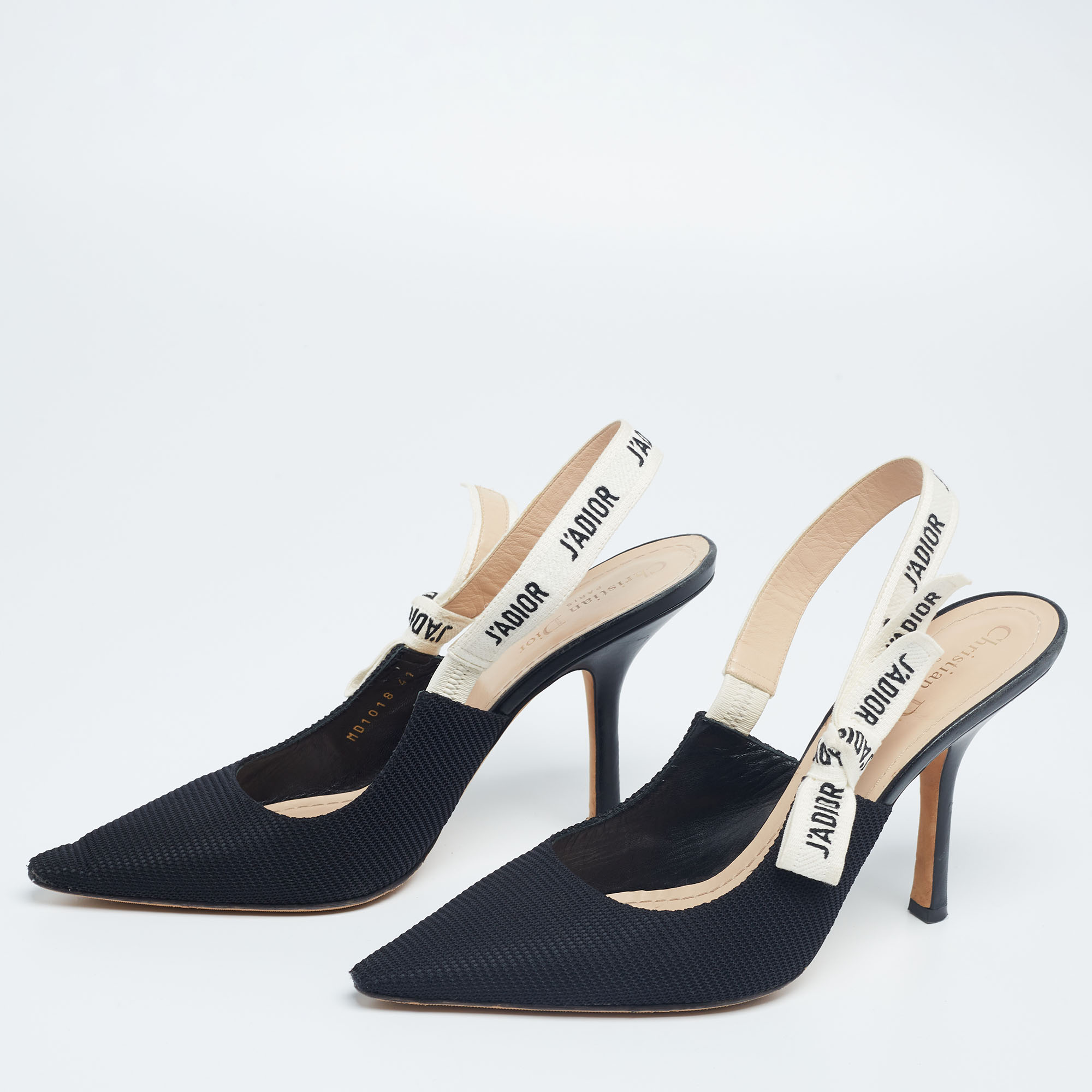 

Dior Black Technical Fabric J'adior Slingback Pumps Size