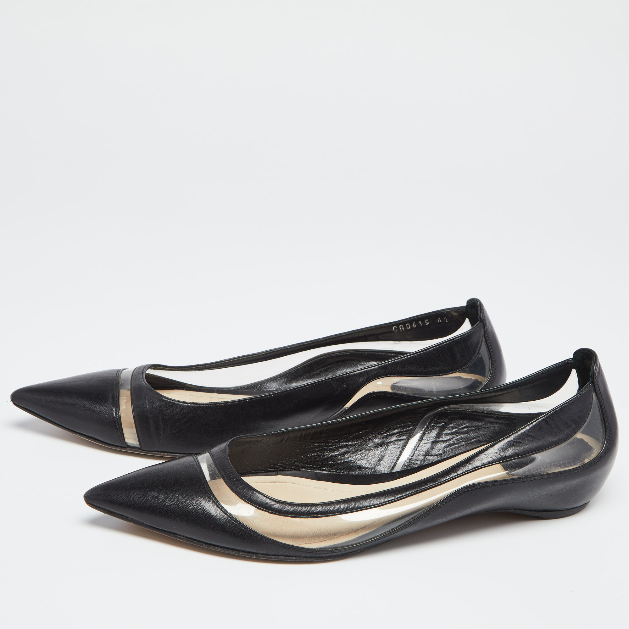 

Dior Black Leather And PVC Pointed Toe Ballet Flats Size