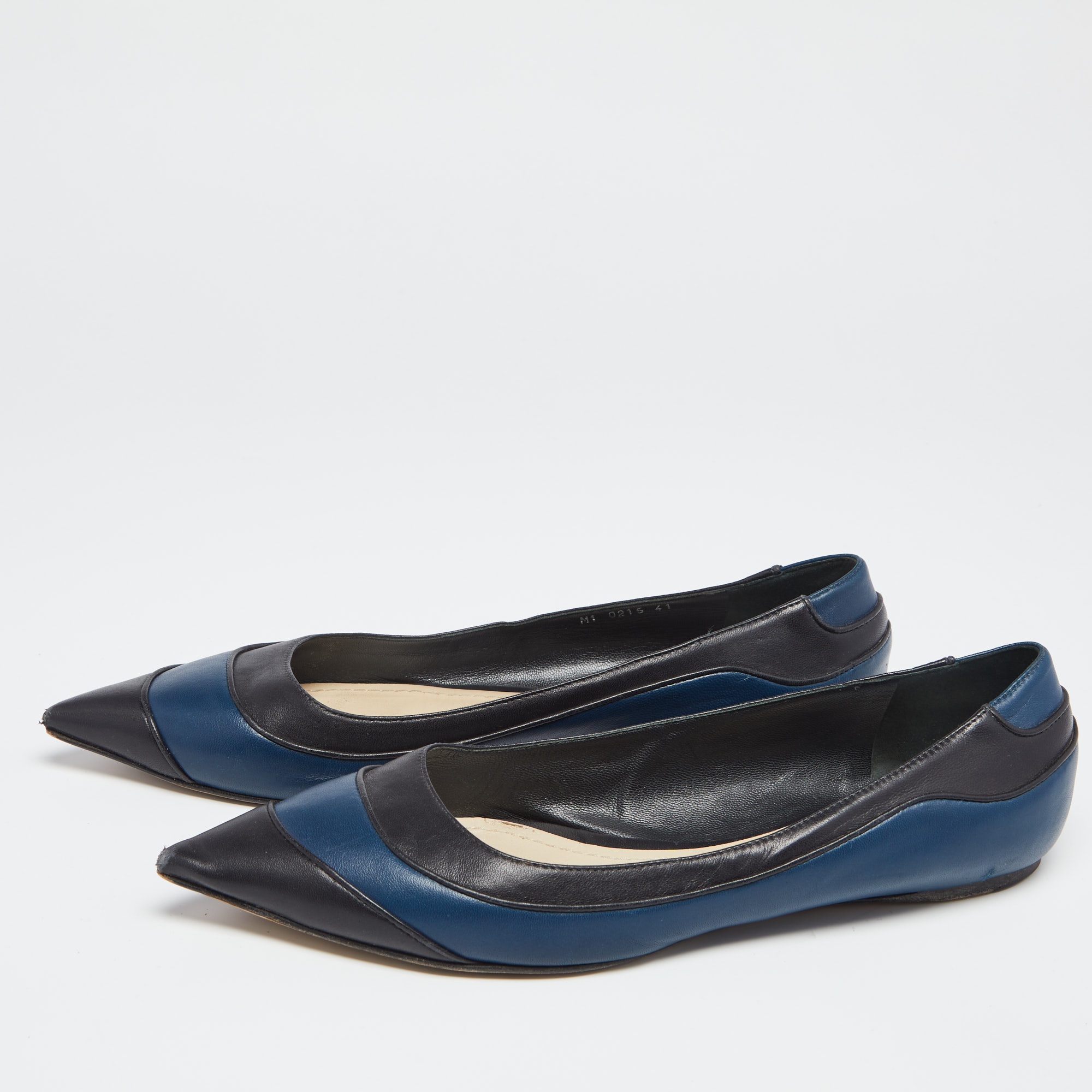 

Dior Black/Blue Leather Pointed Toe Ballet Flats Size