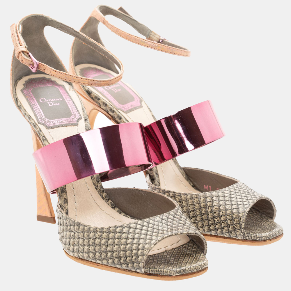 

Dior Multicolor Python Leather Open Toe Ankle Strap Sandals Size EU