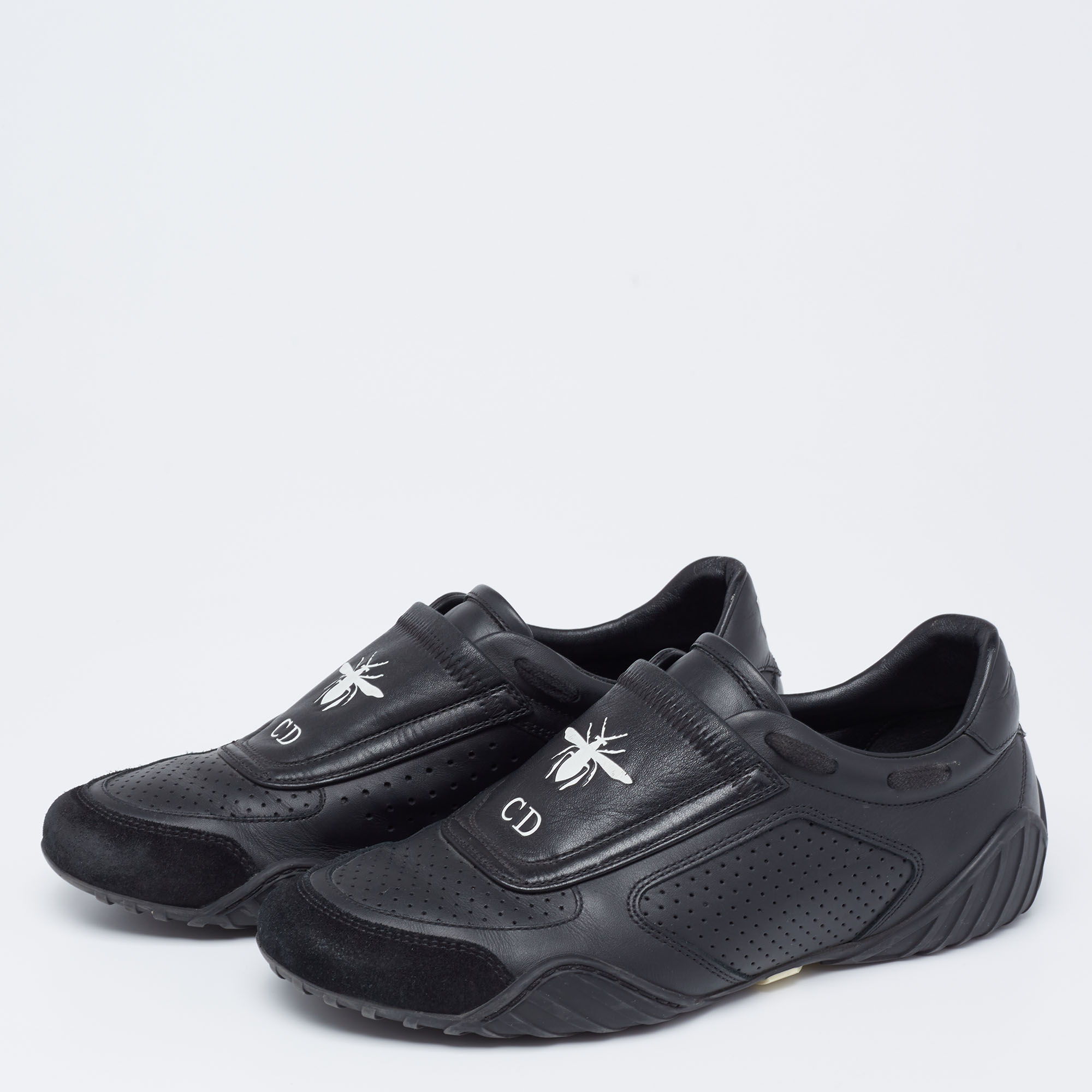 

Dior Black Leather and Suede CD Bee Sneakers Size