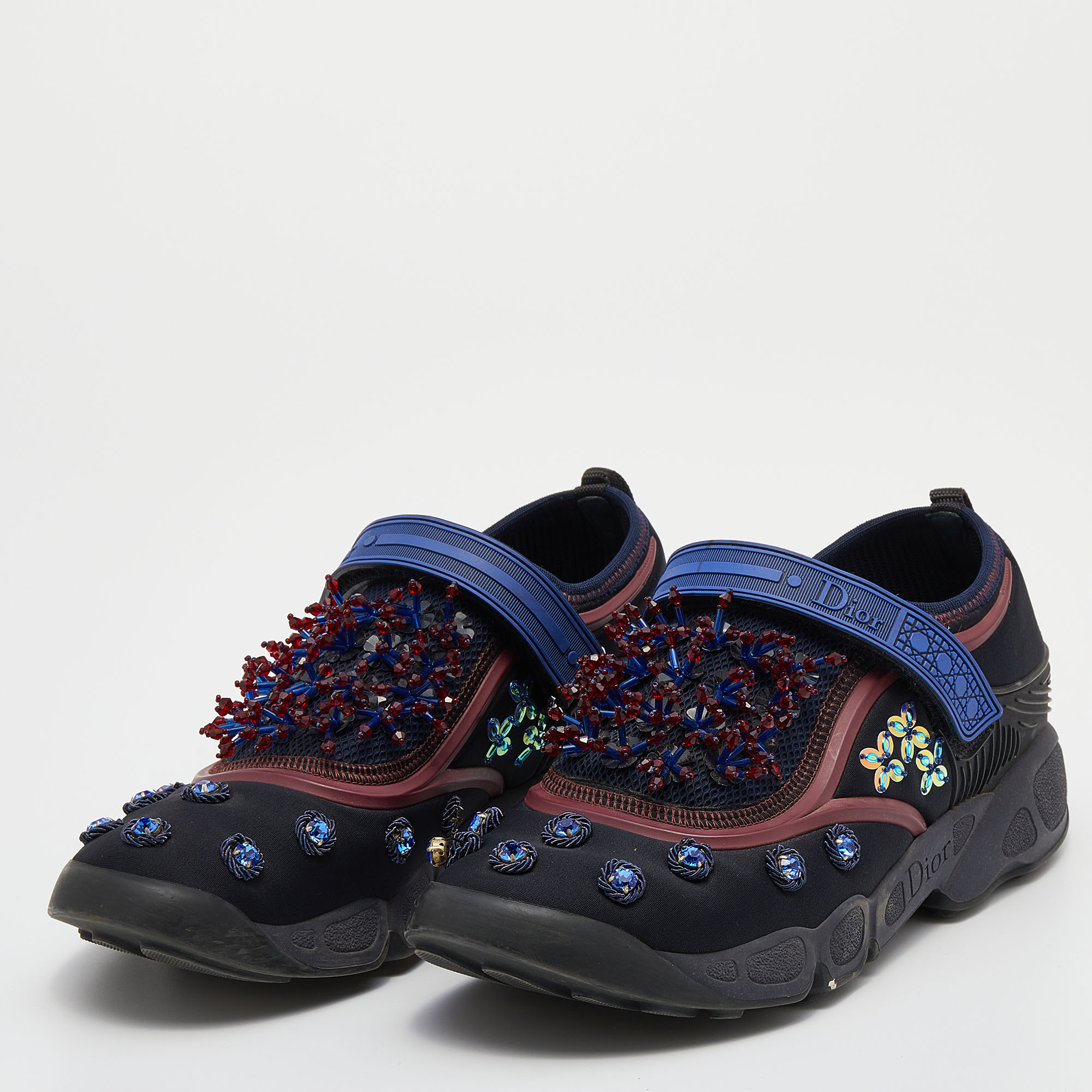 

Dior Multicolor Fabric And Mesh Fusion Embellished Low Top Sneakers Size