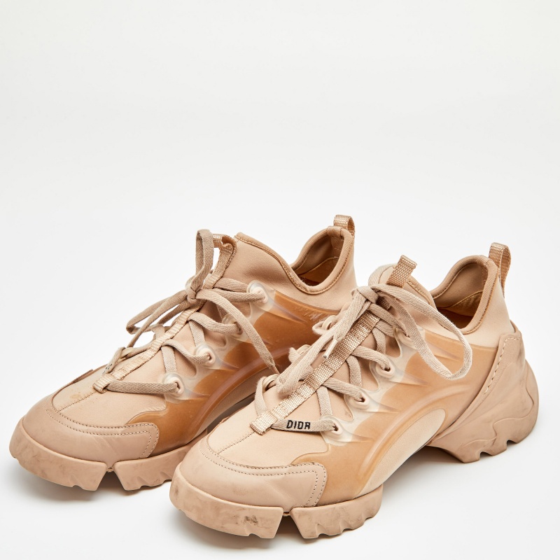 

Dior Beige Stretch Fabric And Leather Trim D-Connect Low Top Sneakers Size