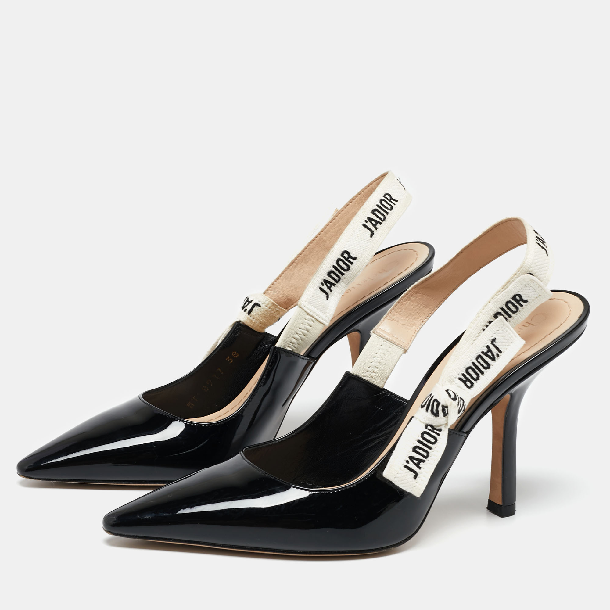 

Dior Black Patent Leather J'adior Slingback Pumps Size