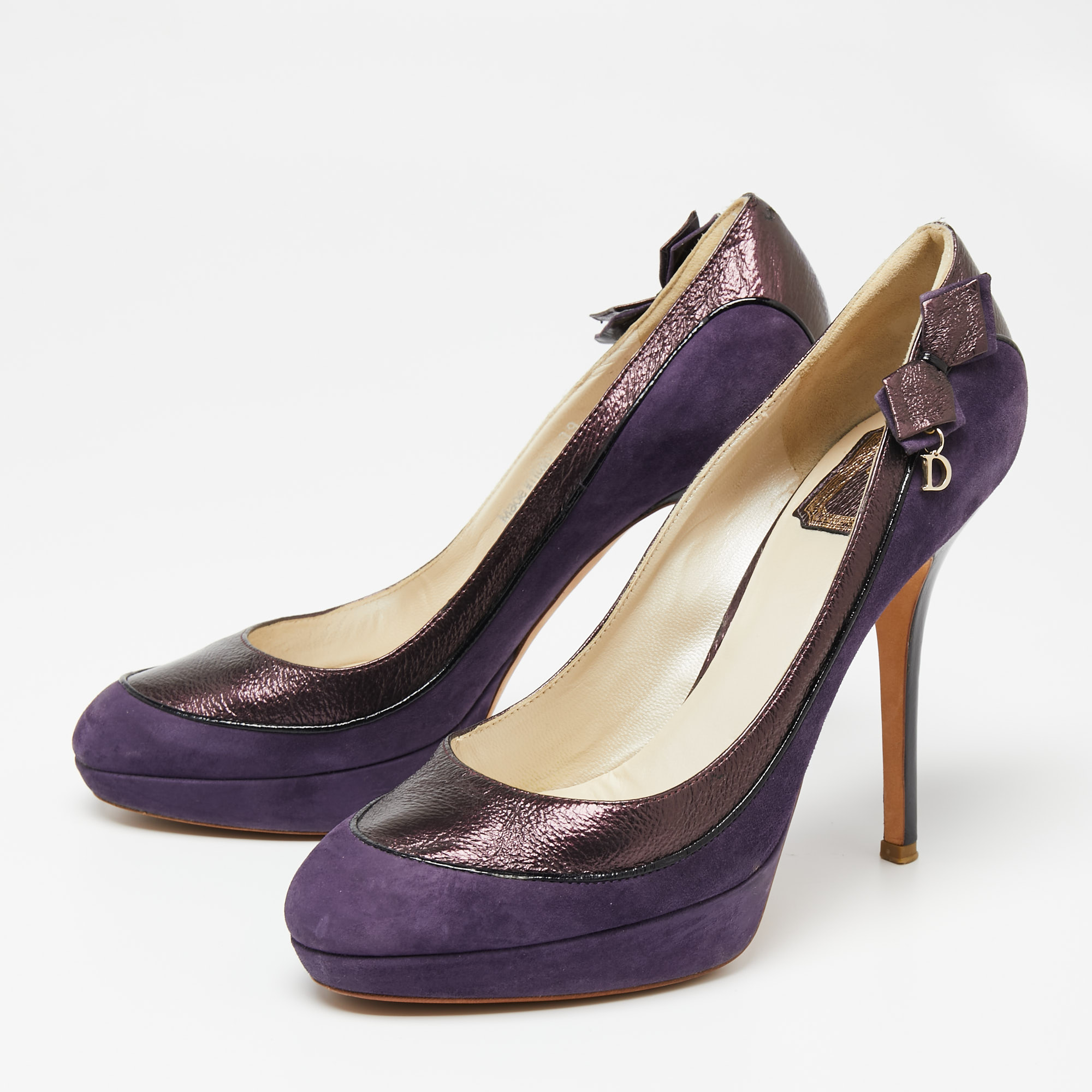 

Dior Purple Suede and Leather Platform Pumps Size