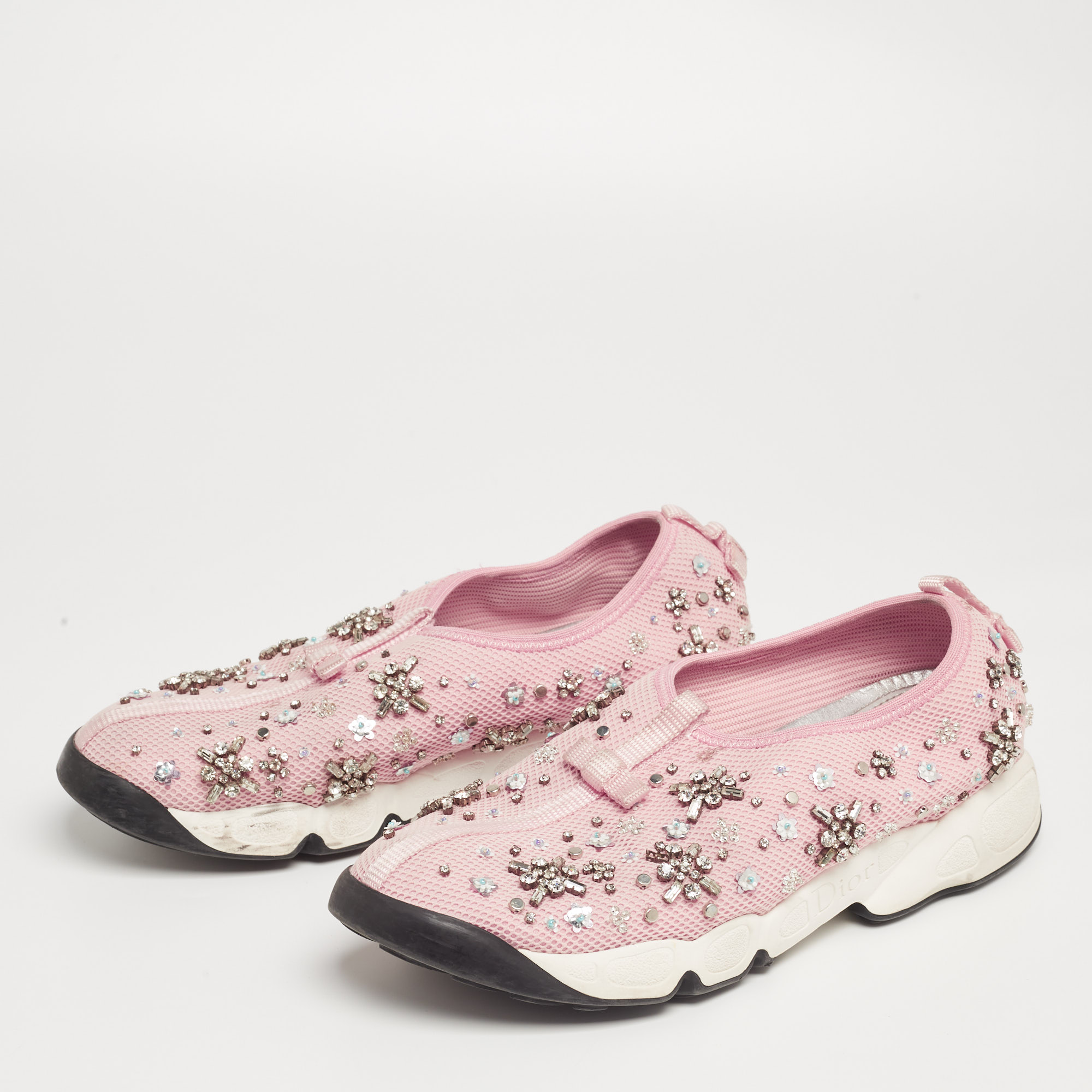 

Dior Pink Mesh Crystal Embellished Fusion Sneakers Size