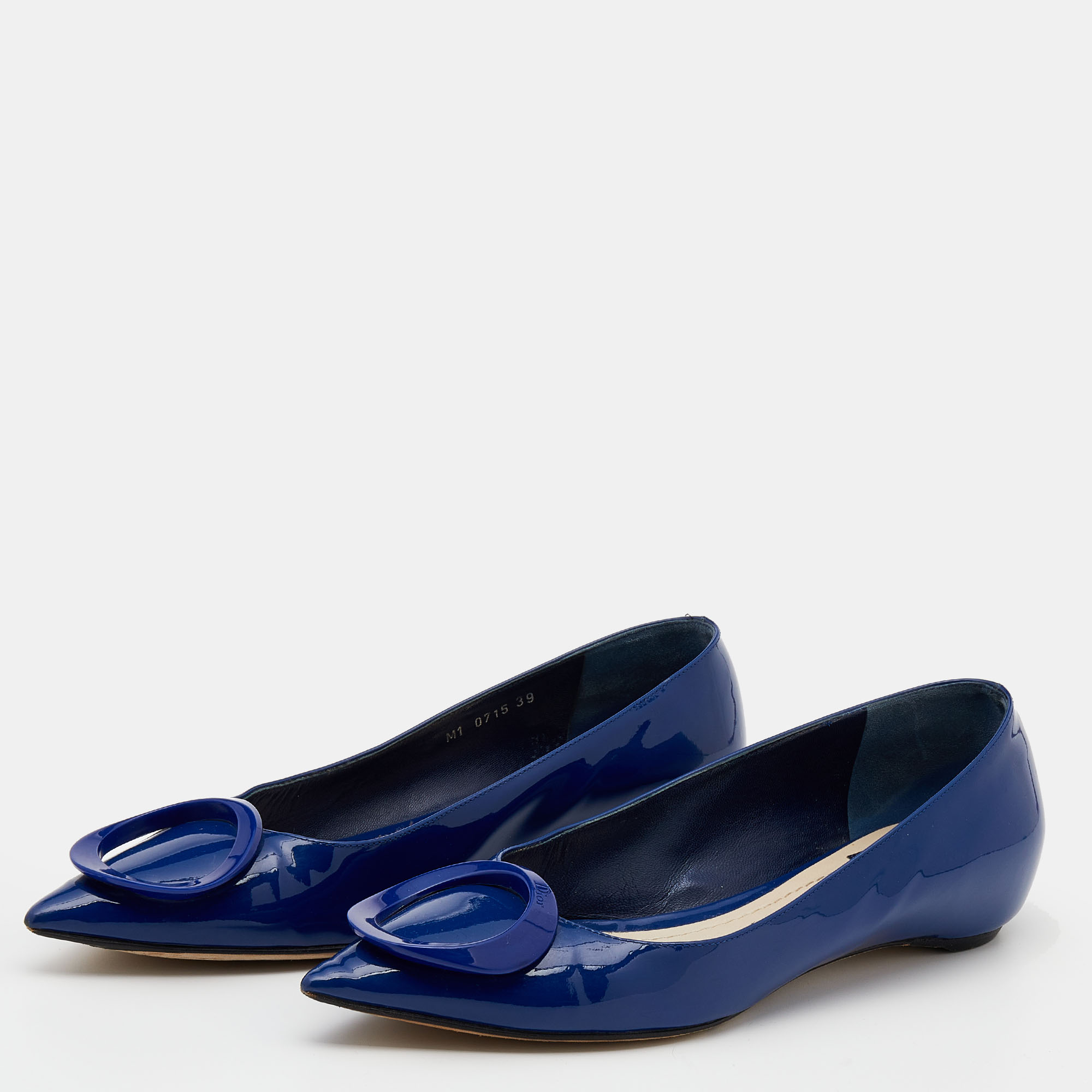 

Dior Blue Patent Leather Embellished Ballet Flats Size