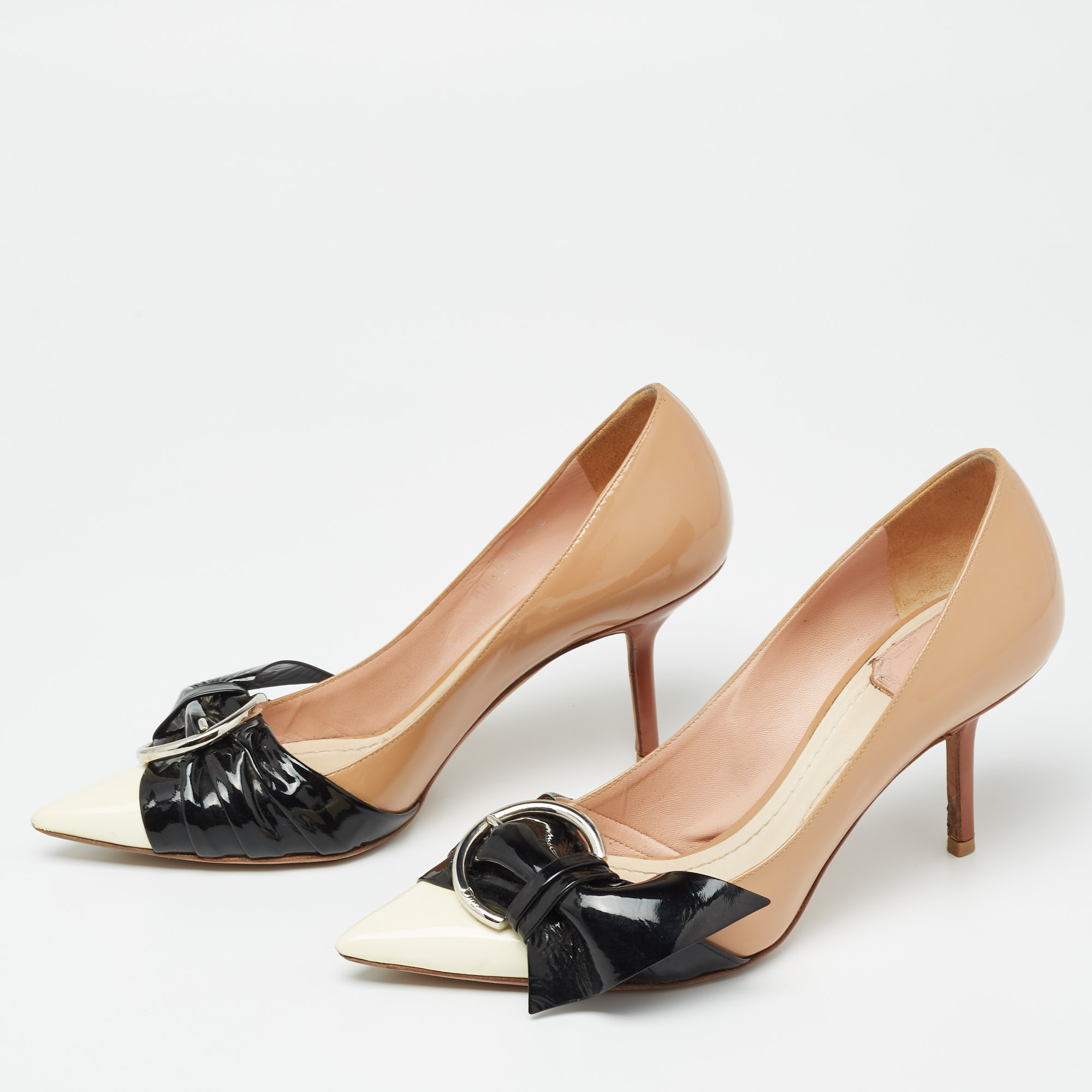 

Dior Tricolor Patent Leather Buckle Bow Pumps Size, Brown