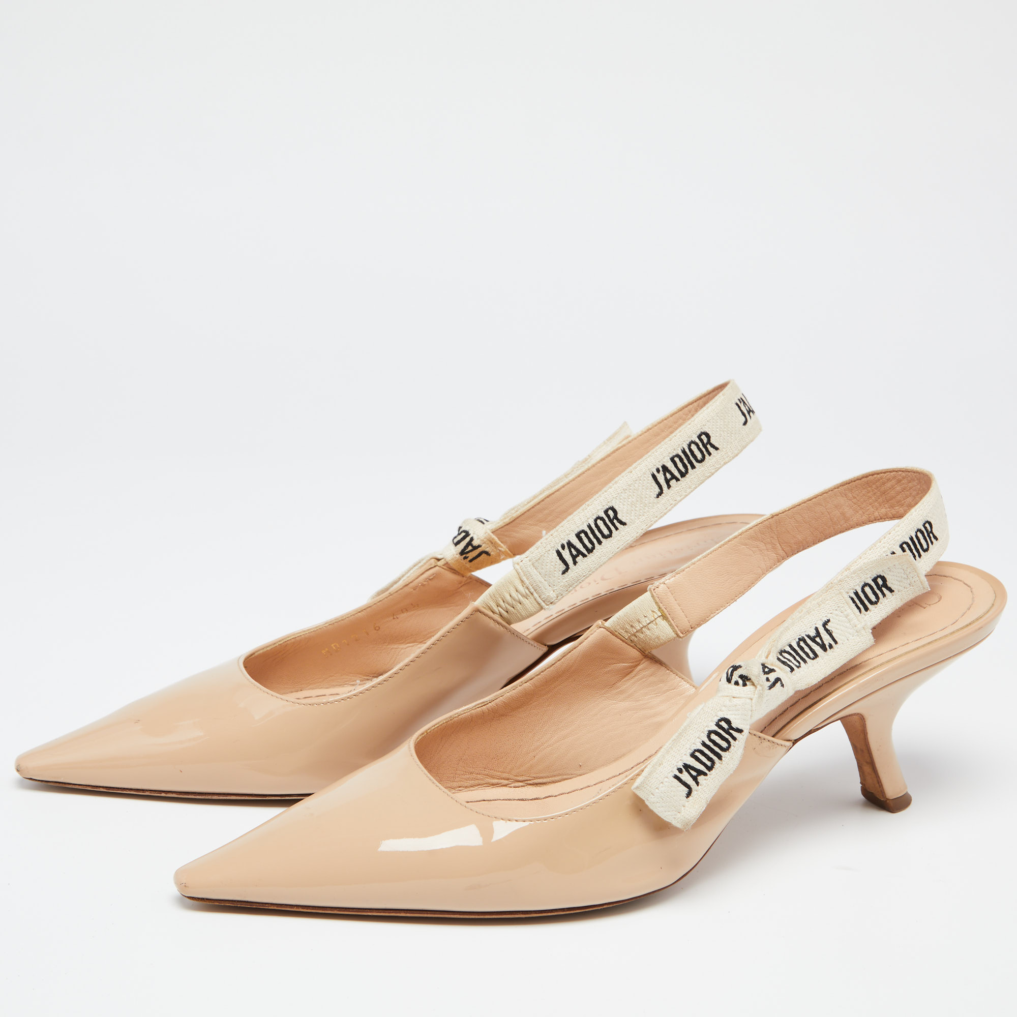 

Dior Beige Patent Leather J'adior Slingback Pumps Size