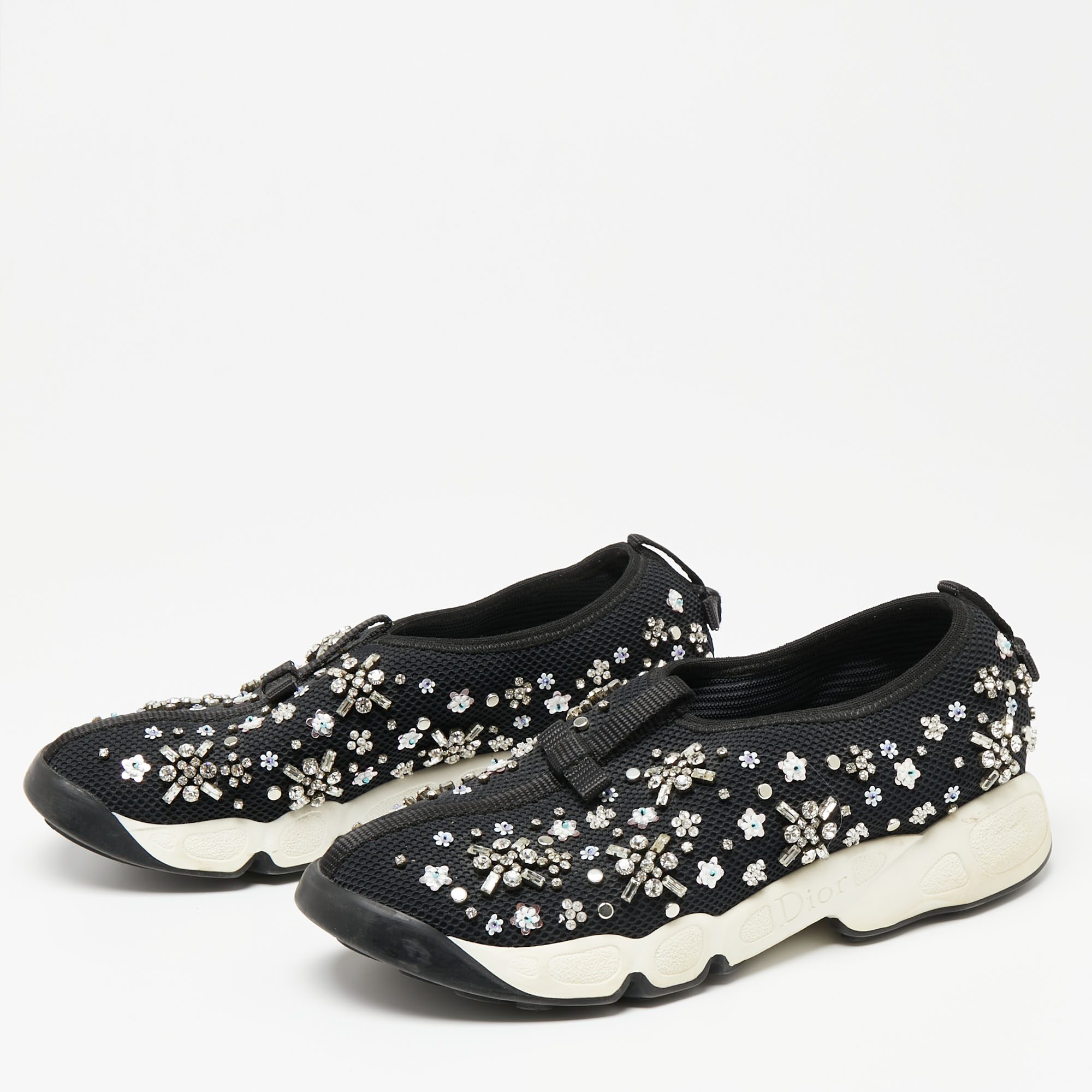 

Dior Black Mesh Fusion Crystal Embellished Sneakers Size