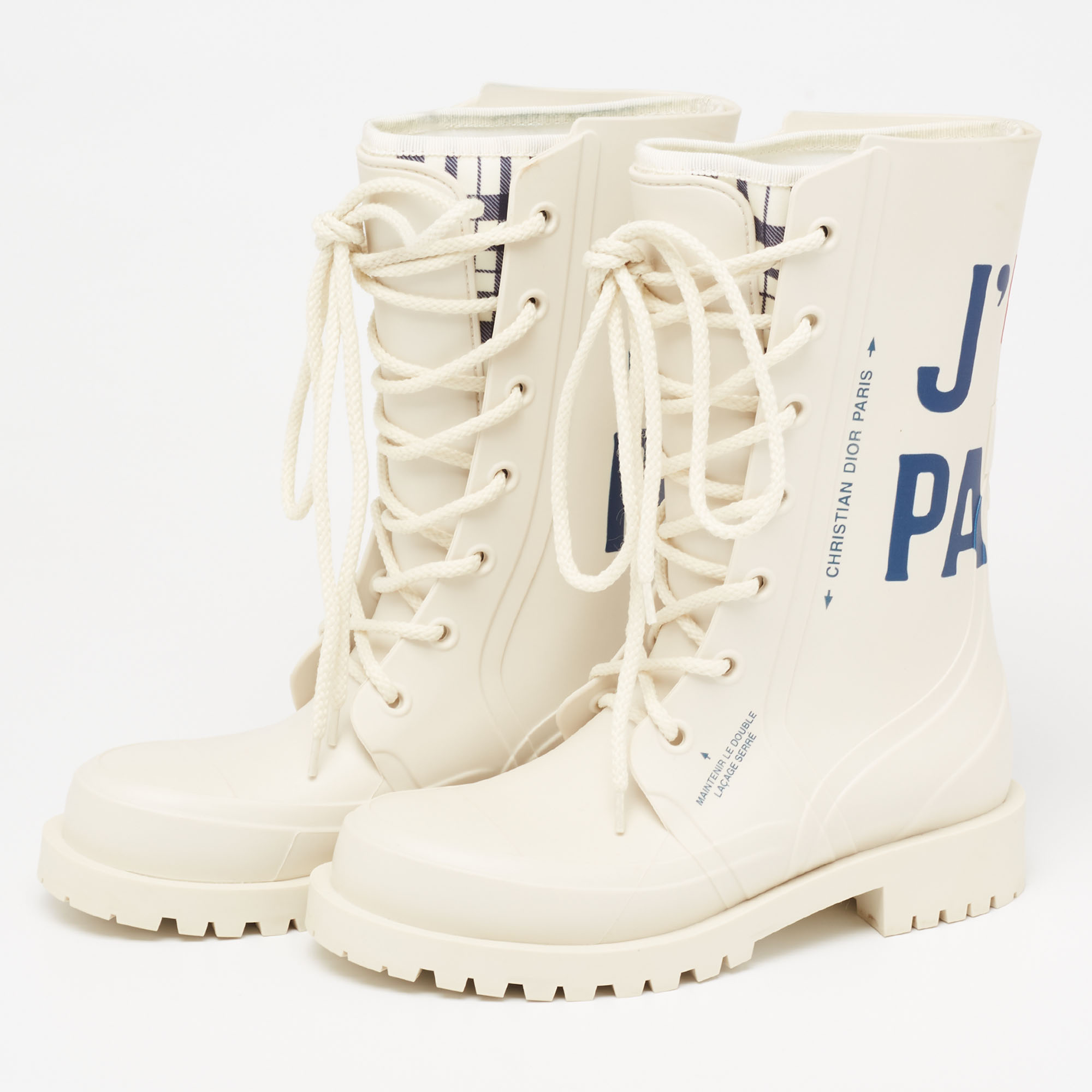 

Dior Cream Rubber Diorcamp Combat Boots Size