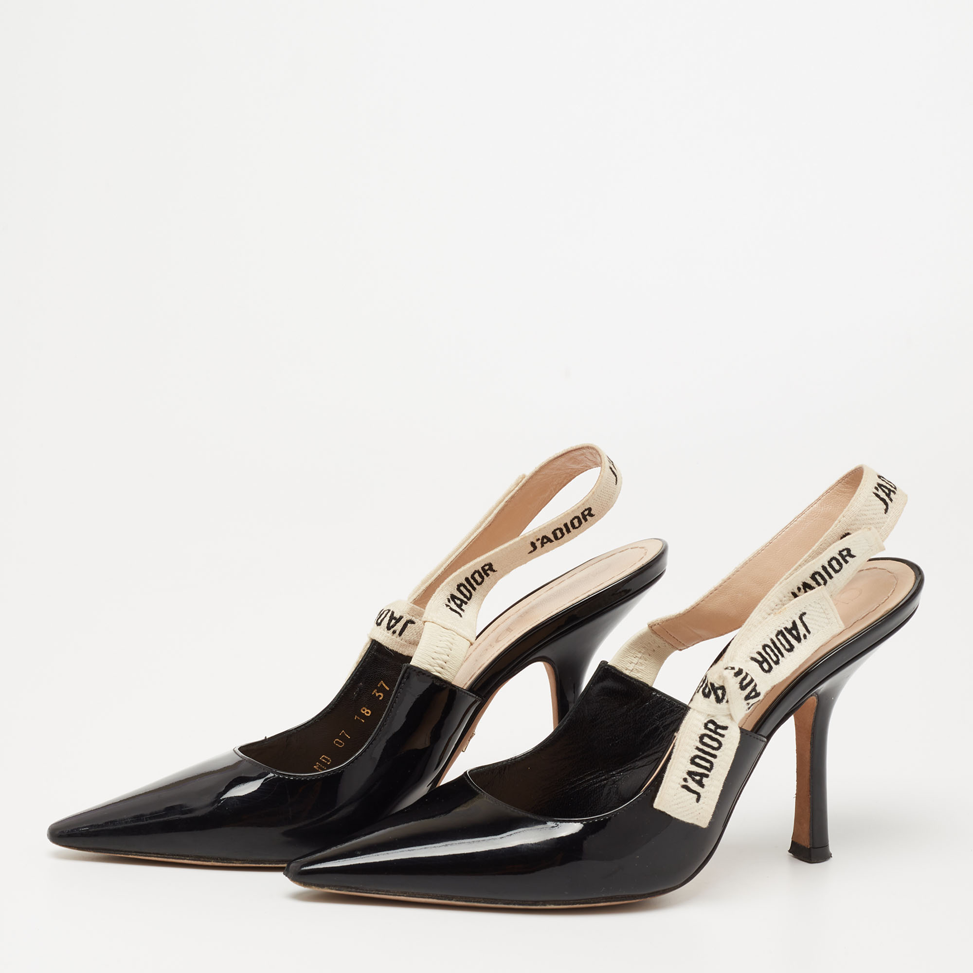 

Dior Black Patent Leather J'adior Slingback Pumps Size