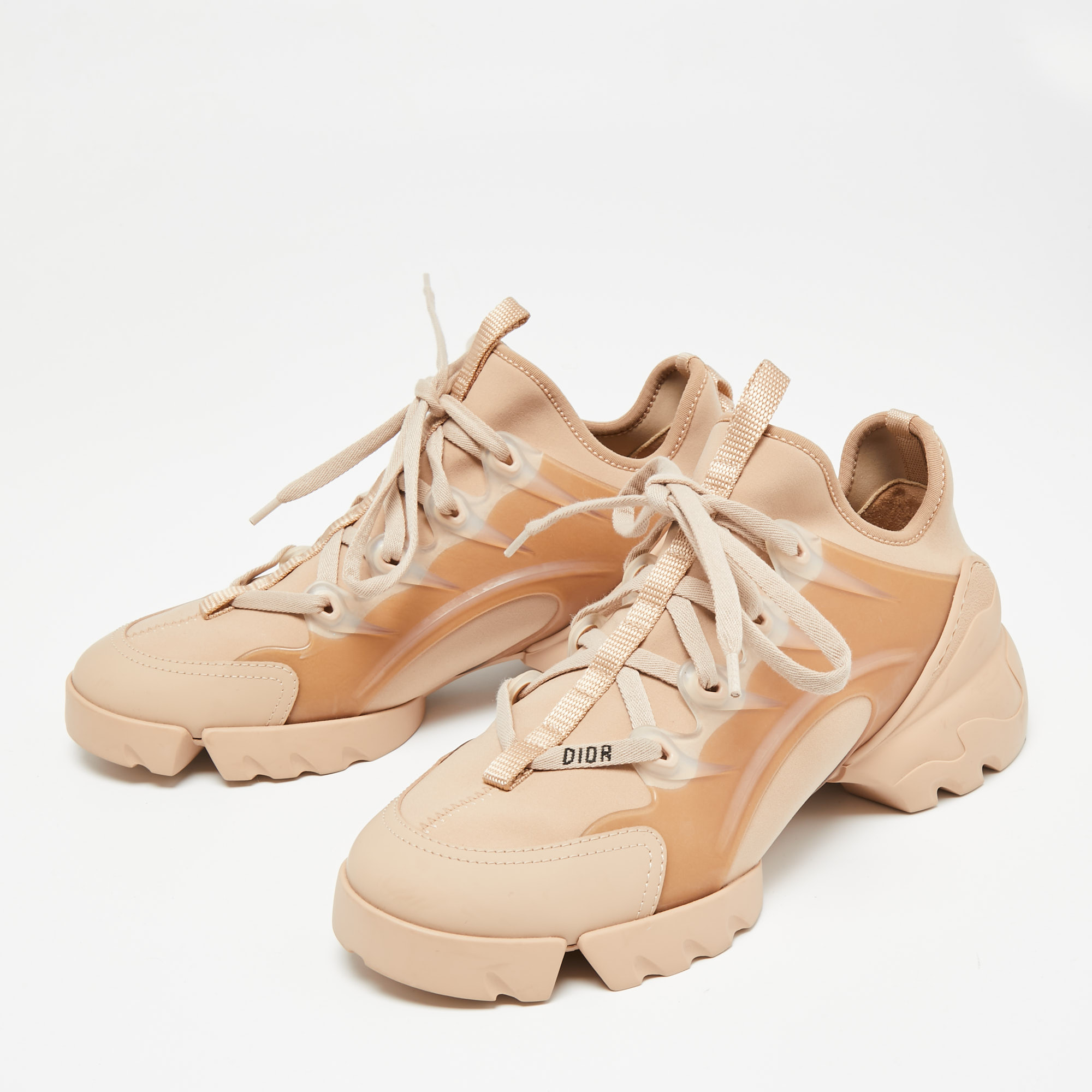 

Dior Nude Fabric and Leather D-connect Lace Up Sneakers Size, Beige