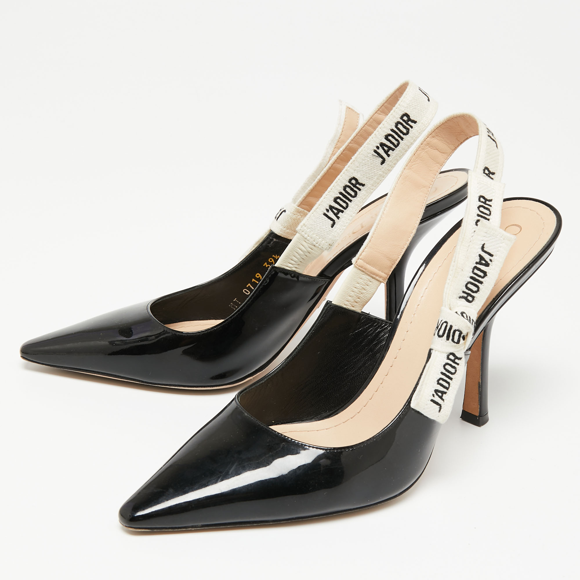 

Dior Black Patent Leather J'adior Slingback Pumps Size