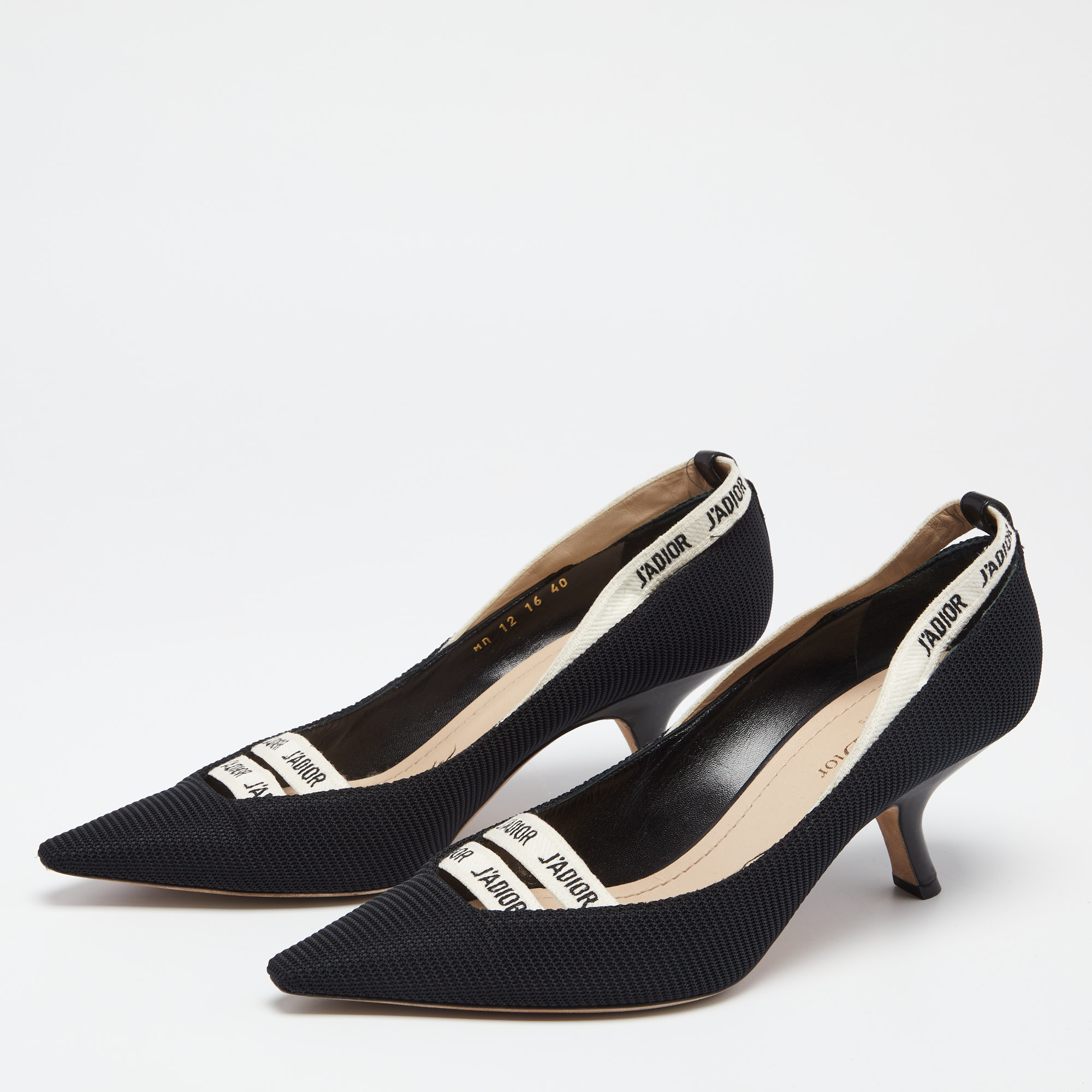 

Dior Black Technical Fabric J'adior Ribbon Pointed Toe Pumps Size
