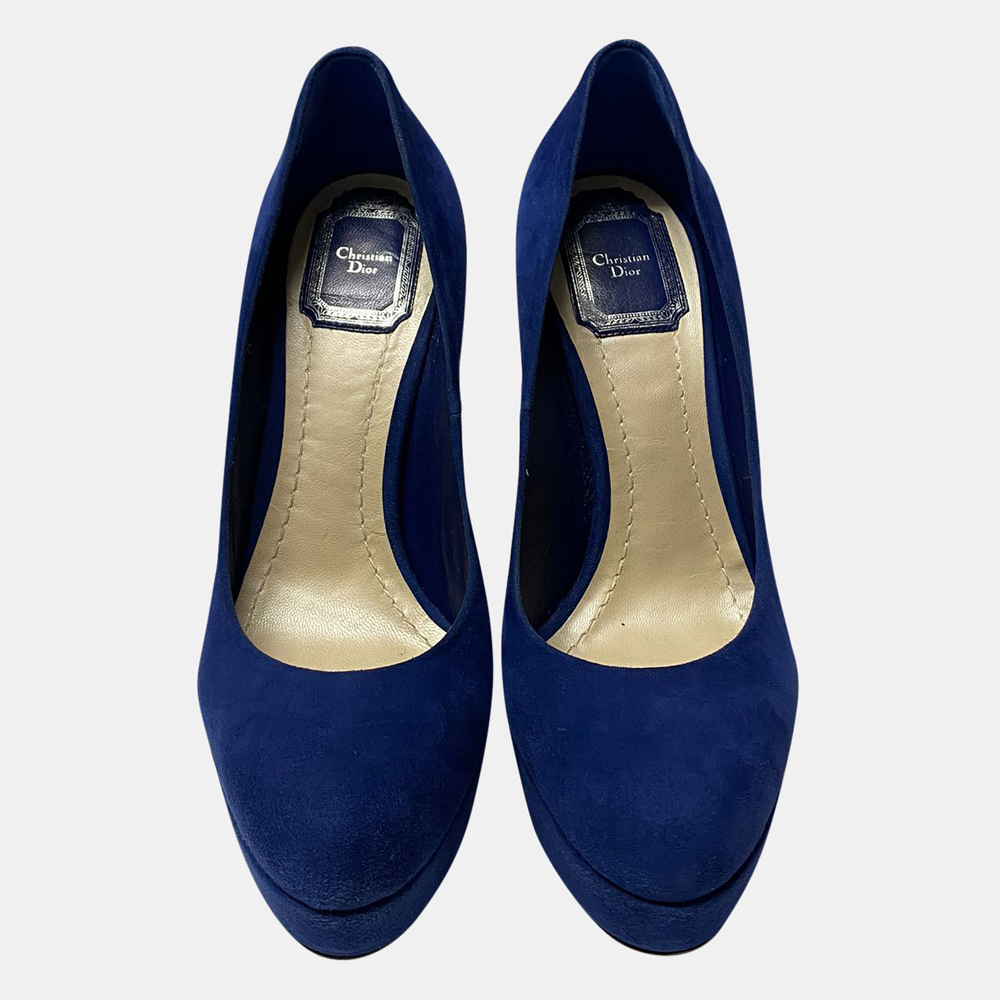 

Christian Dior Blue Suede Platform Pumps Size EU