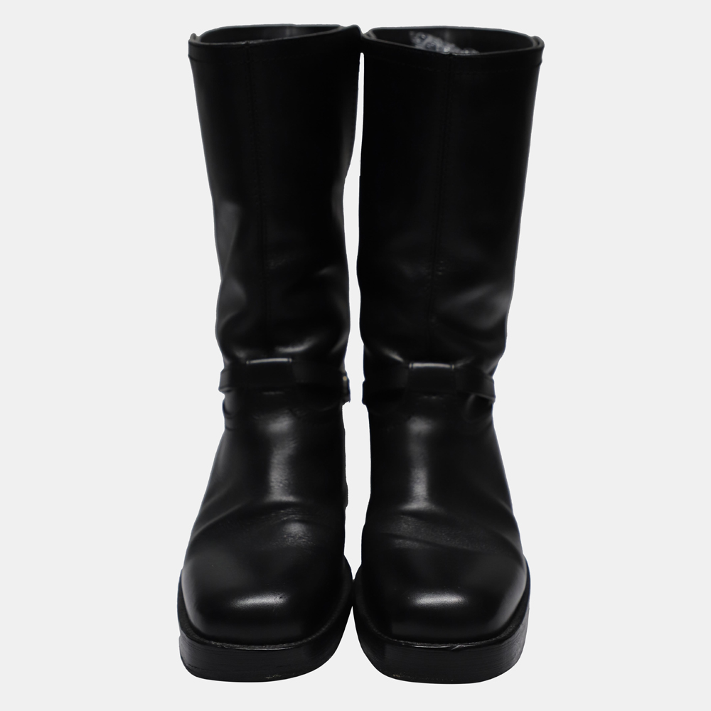 

Dior Black Leather Moto Boots Size EU