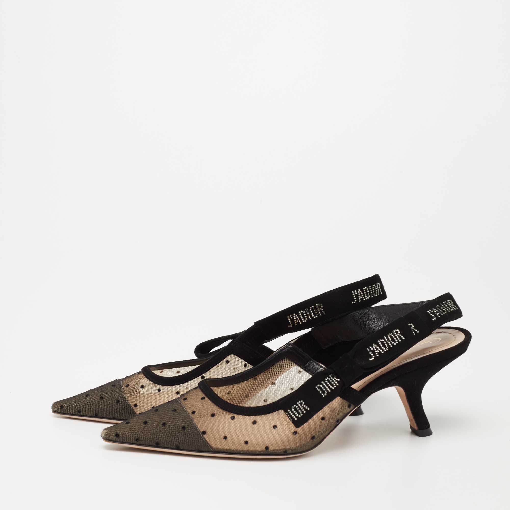 

Dior Black Mesh and Suede J'Adior Slingback Pumps Size