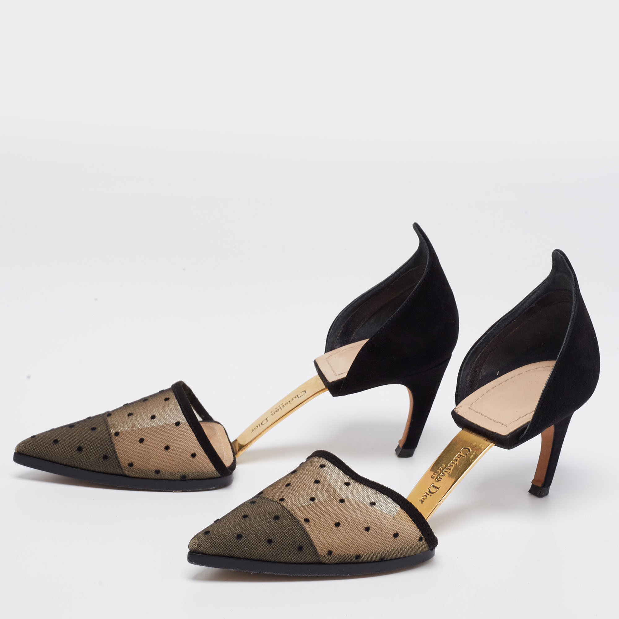 

Dior Beige/Black Suede and Mesh Pointed Toe Pumps Size